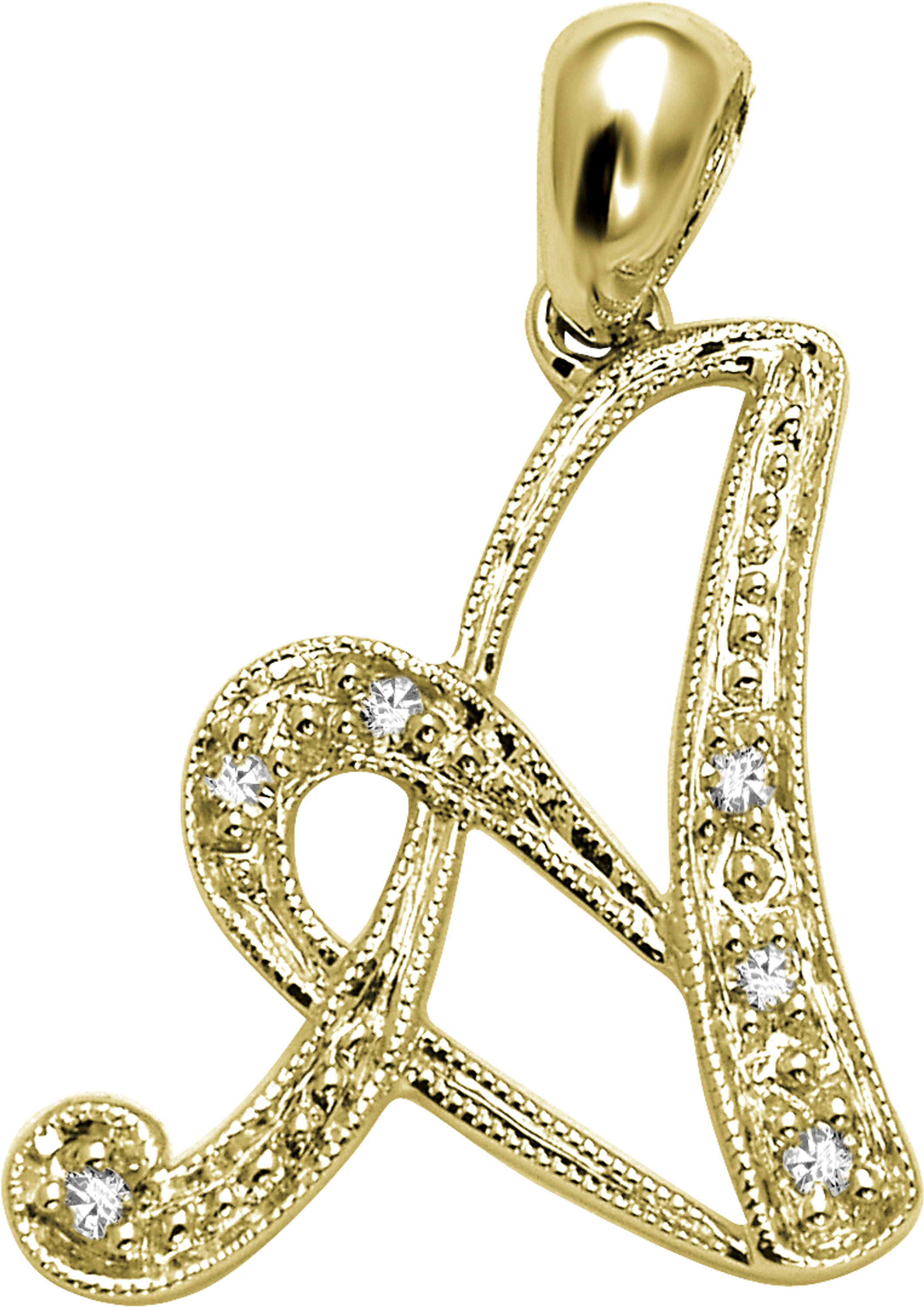 14k Yellow Gold 5/8 Inch With  0.10ct Diamond Initial Pendant 14k Yellow Gold 5/8 Inch With  0.10ct Diamond Initial Pendant