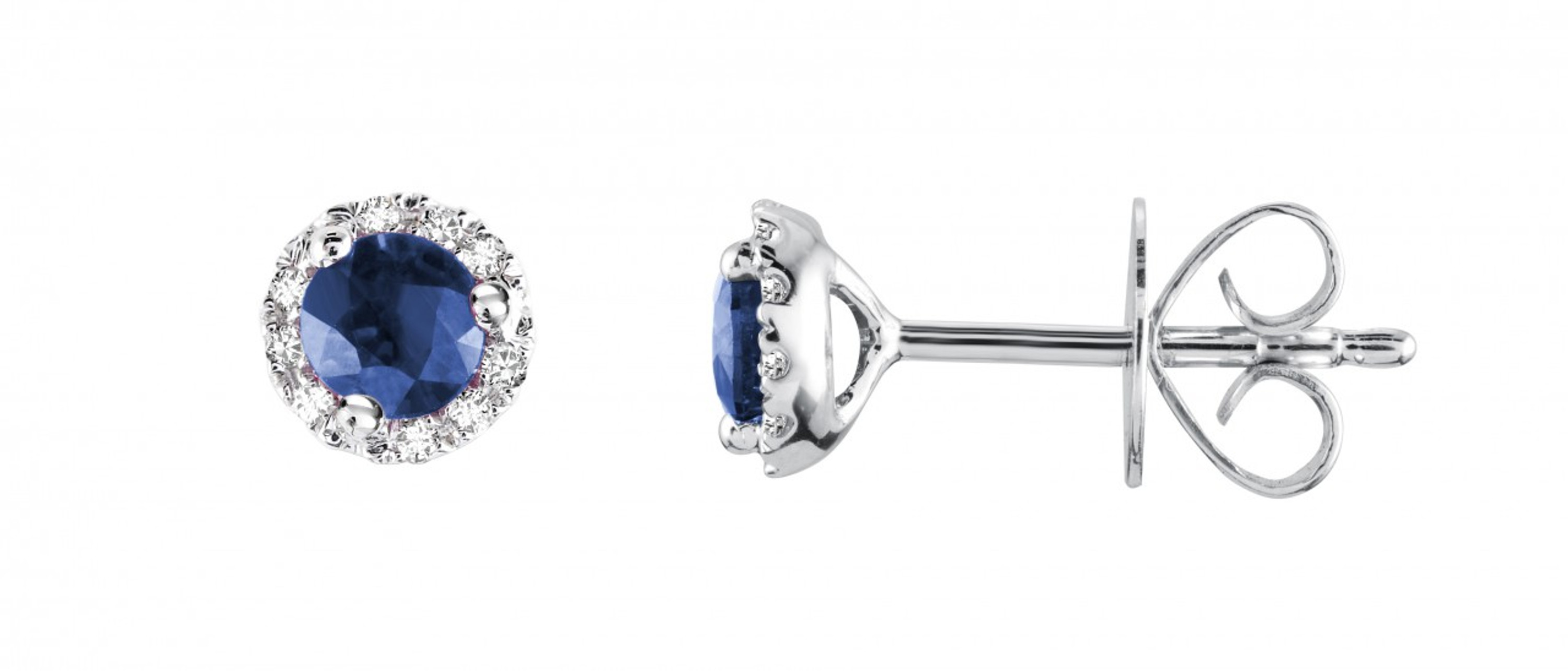 14k White Gold Round Sapphire Diamond Stud Earrings 14k White Gold Round Sapphire Diamond Stud Earrings