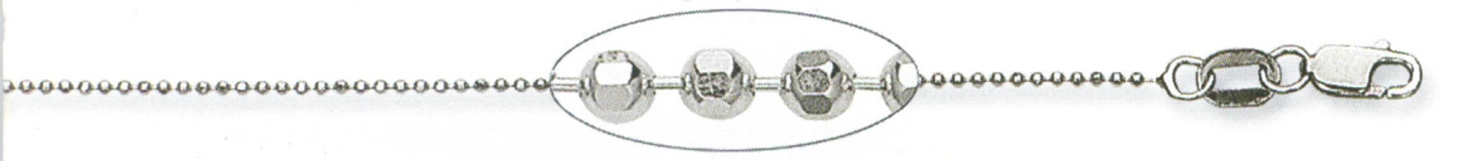 14k White Gold "Nickel Free" 1mm Faceted Ball Chain Anklet 11" 14k White Gold "Nickel Free" 1mm Faceted Ball Chain Anklet 11"