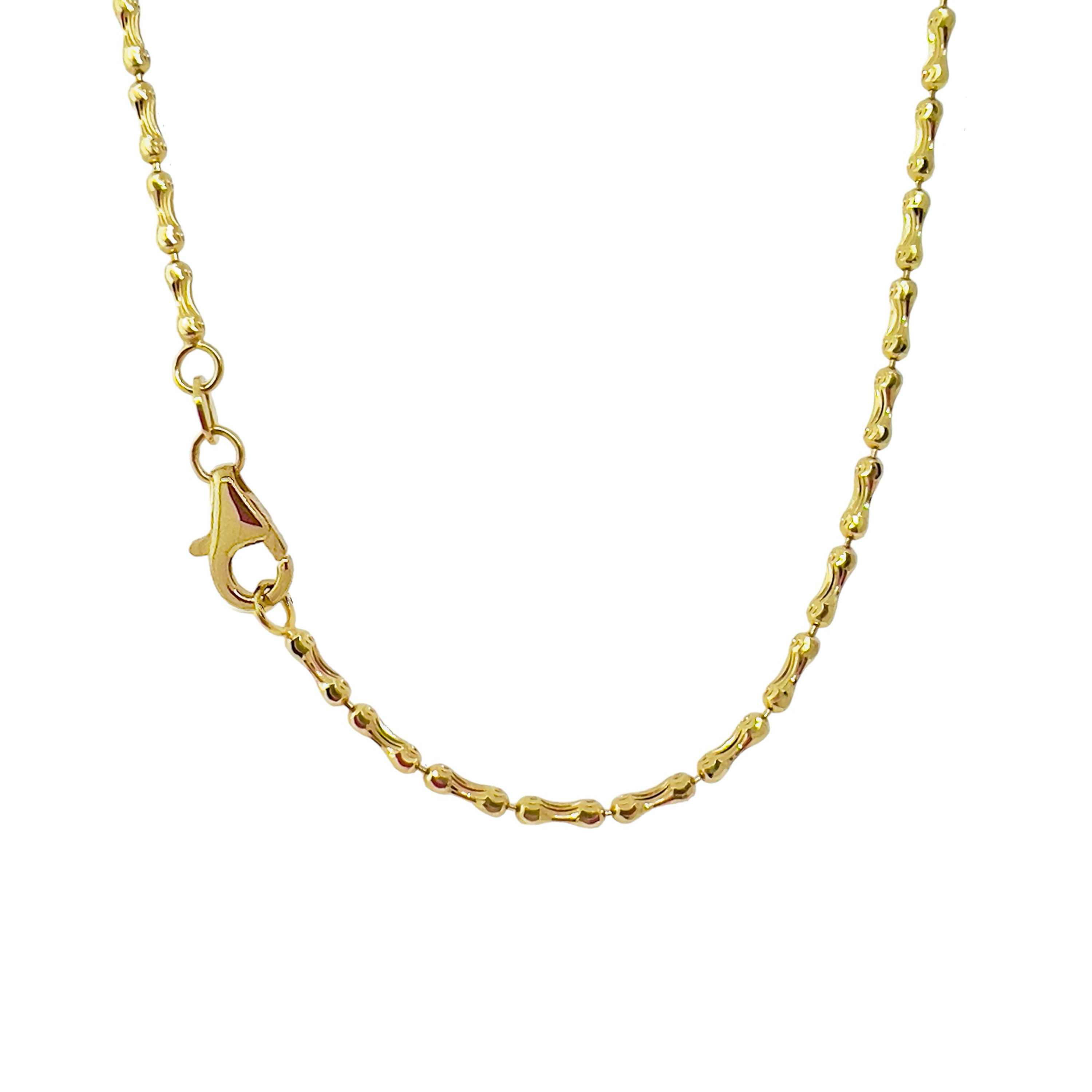 18k Gold 2mm Diamond Cut Bead And Bar Chain 24 Inches