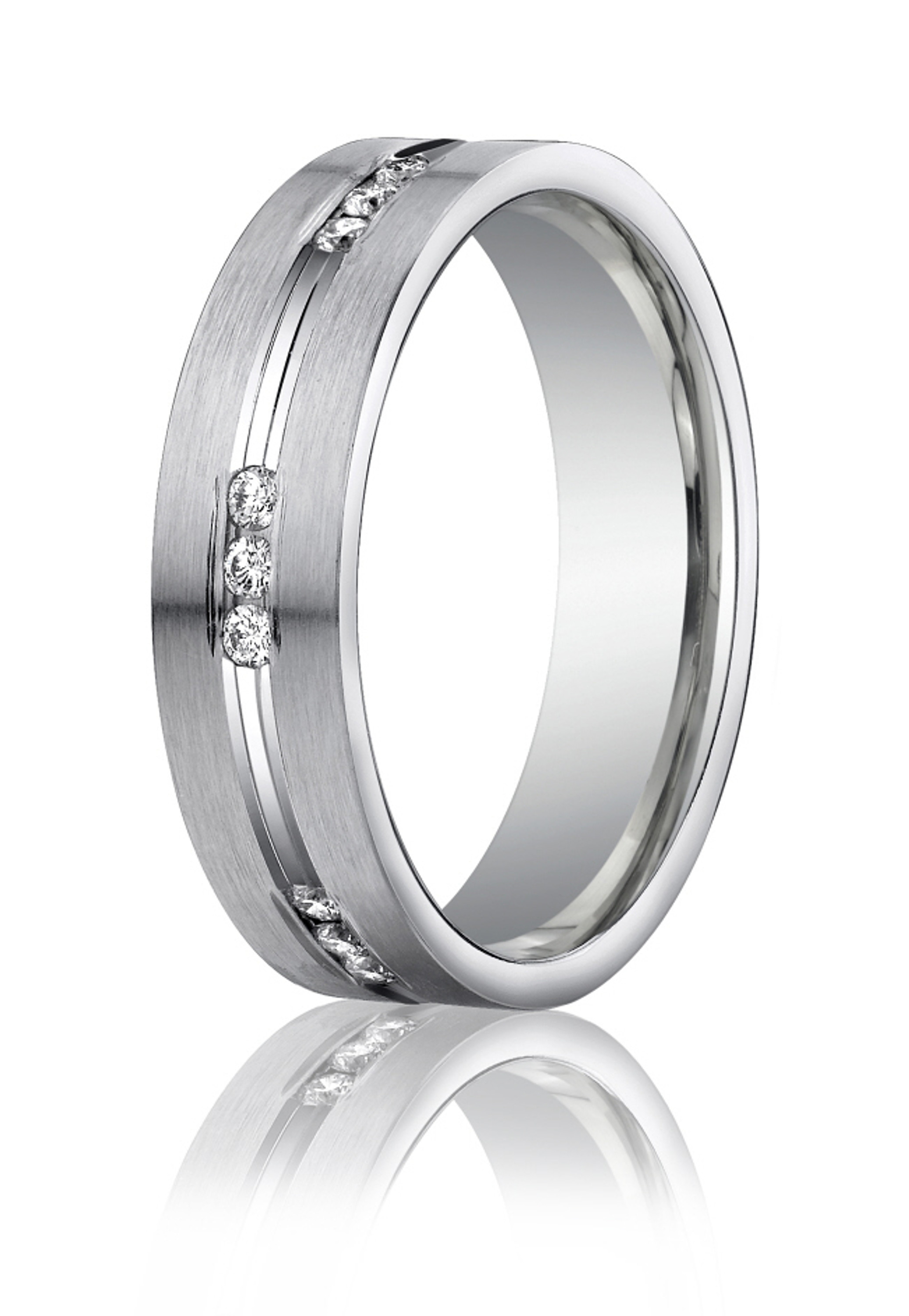 6mm Palladium .18ct. Diamond Wedding Band 6mm Palladium .18ct. Diamond Wedding Band
