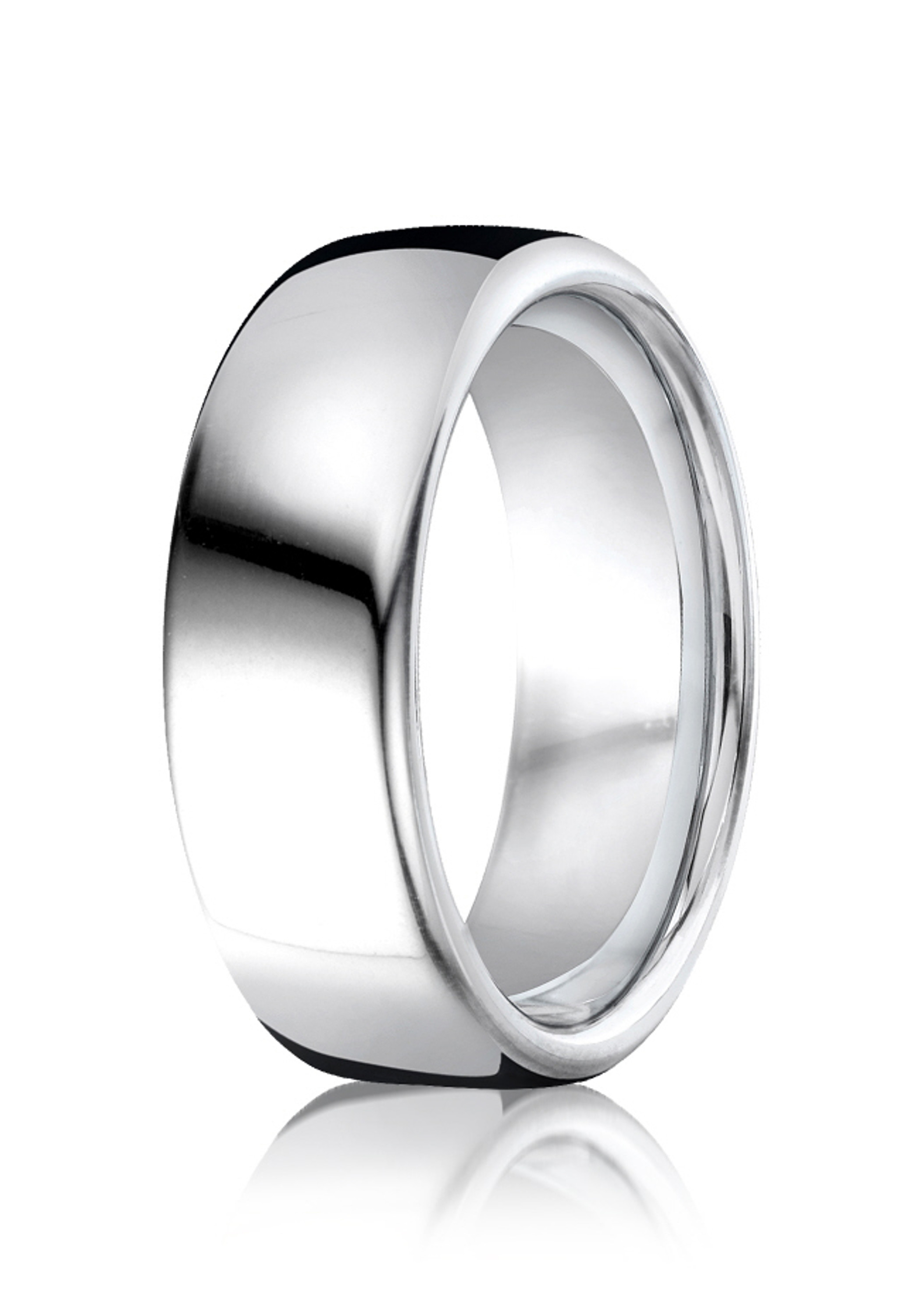 10k White Gold Benchmark Euro Domed Comfort Fit Band 7.5mm. 10k White Gold Benchmark Euro Domed Comfort Fit Band 7.5mm.
