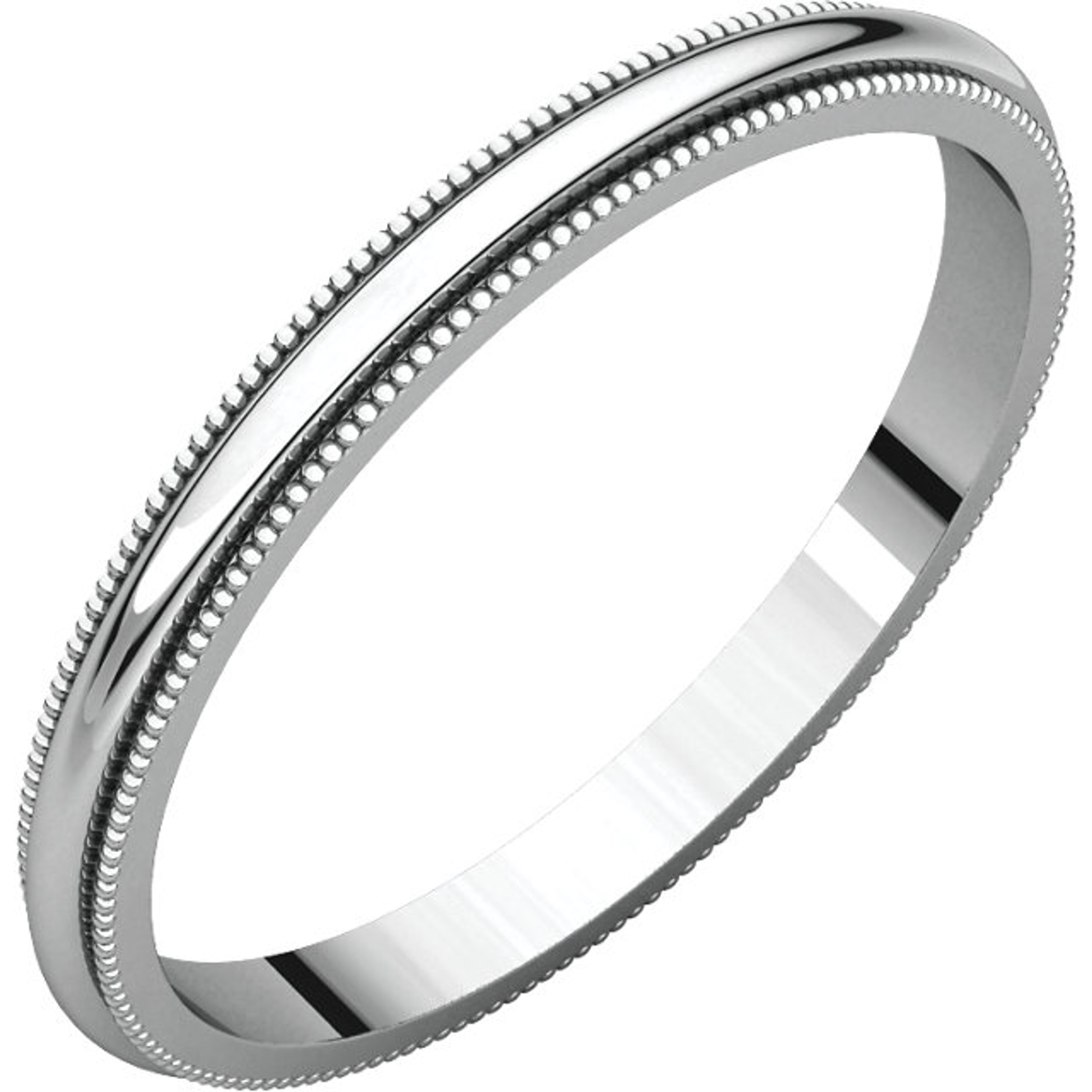 10k White Gold 2mm High Polished Traditional Milgrain Wedding Band 10k White Gold 2mm High Polished Traditional Milgrain Wedding Band