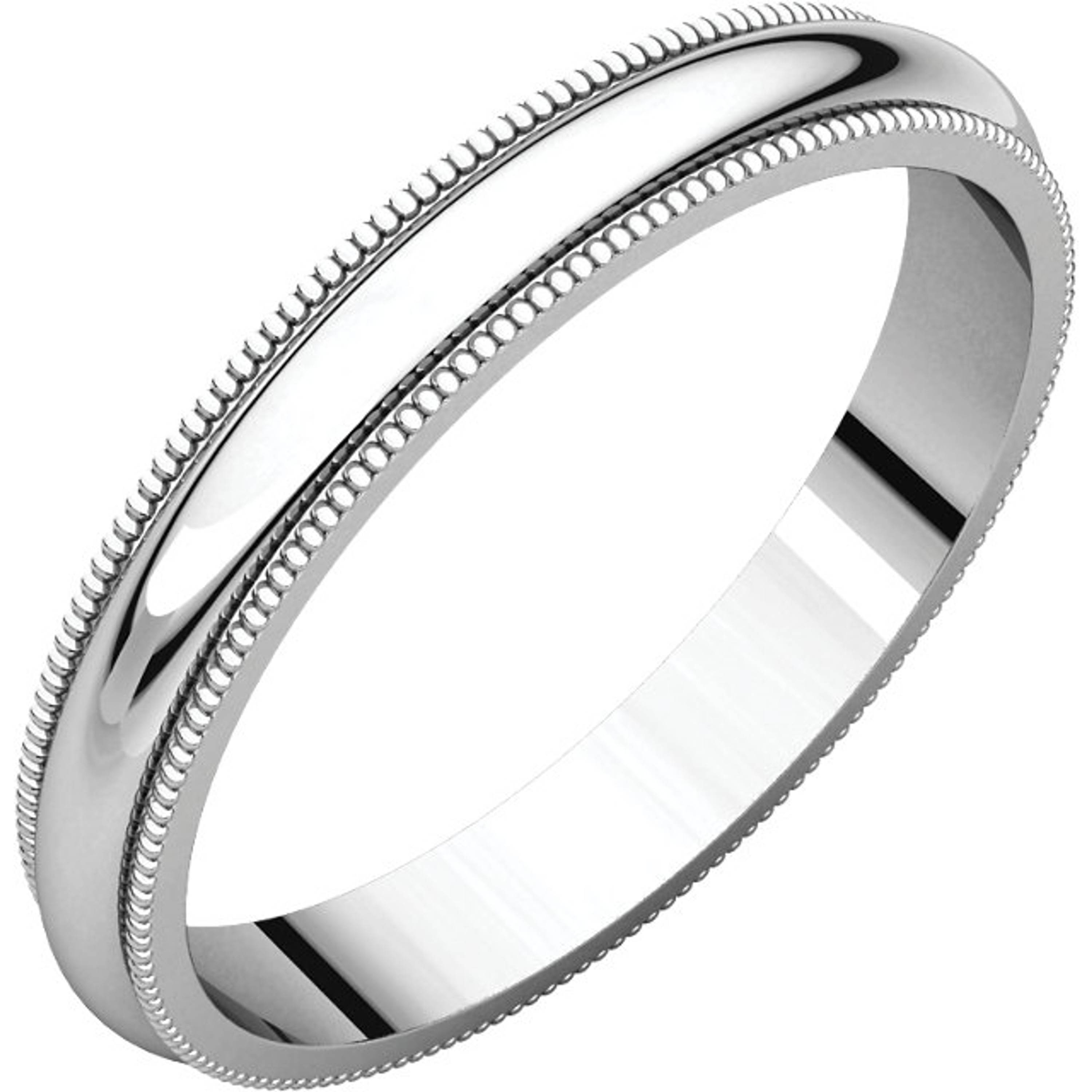 10k White Gold 3mm High Polished Traditional Milgrain Wedding Band 10k White Gold 3mm High Polished Traditional Milgrain Wedding Band