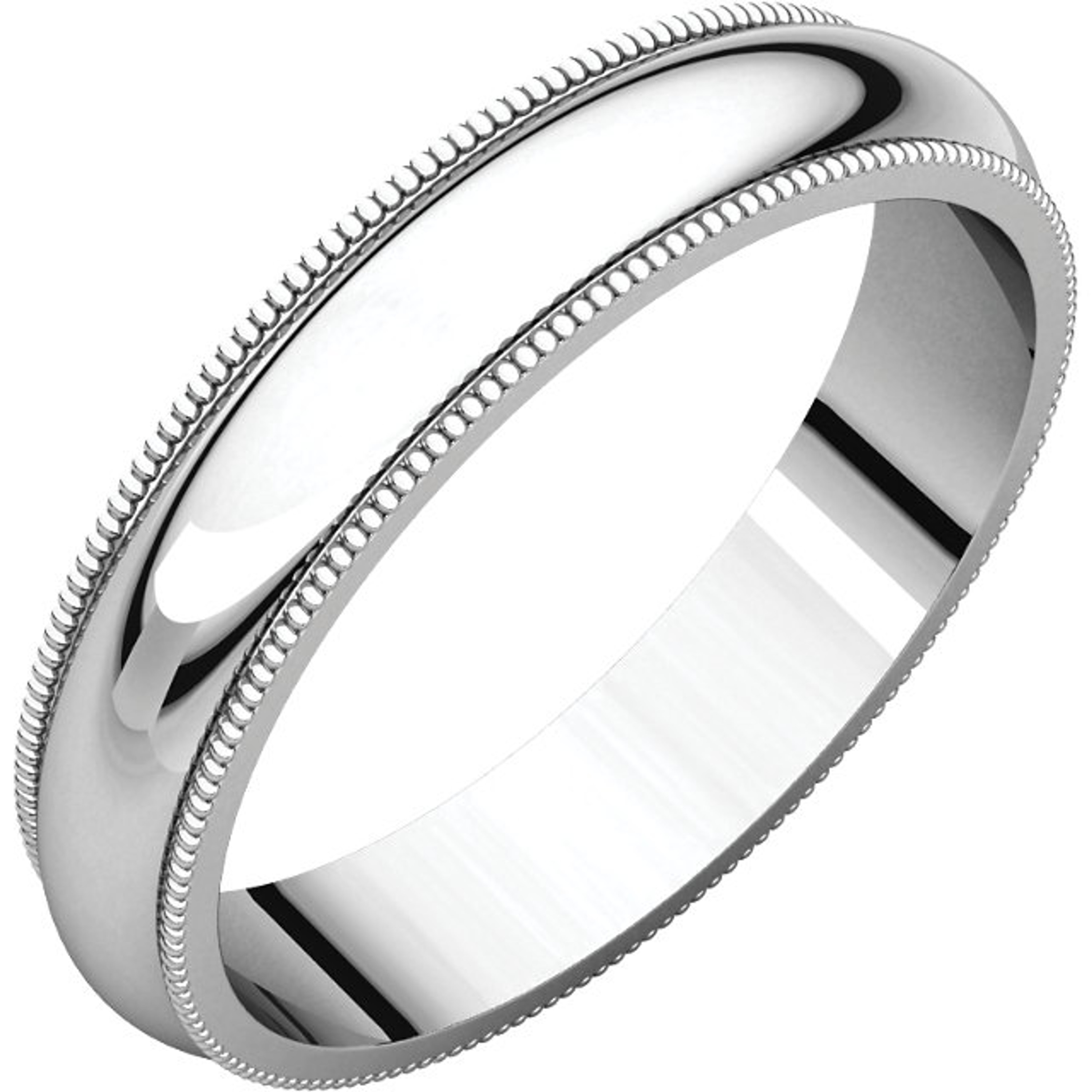 10k White Gold 4mm High Polished Traditional Milgrain Wedding Band 10k White Gold 4mm High Polished Traditional Milgrain Wedding Band
