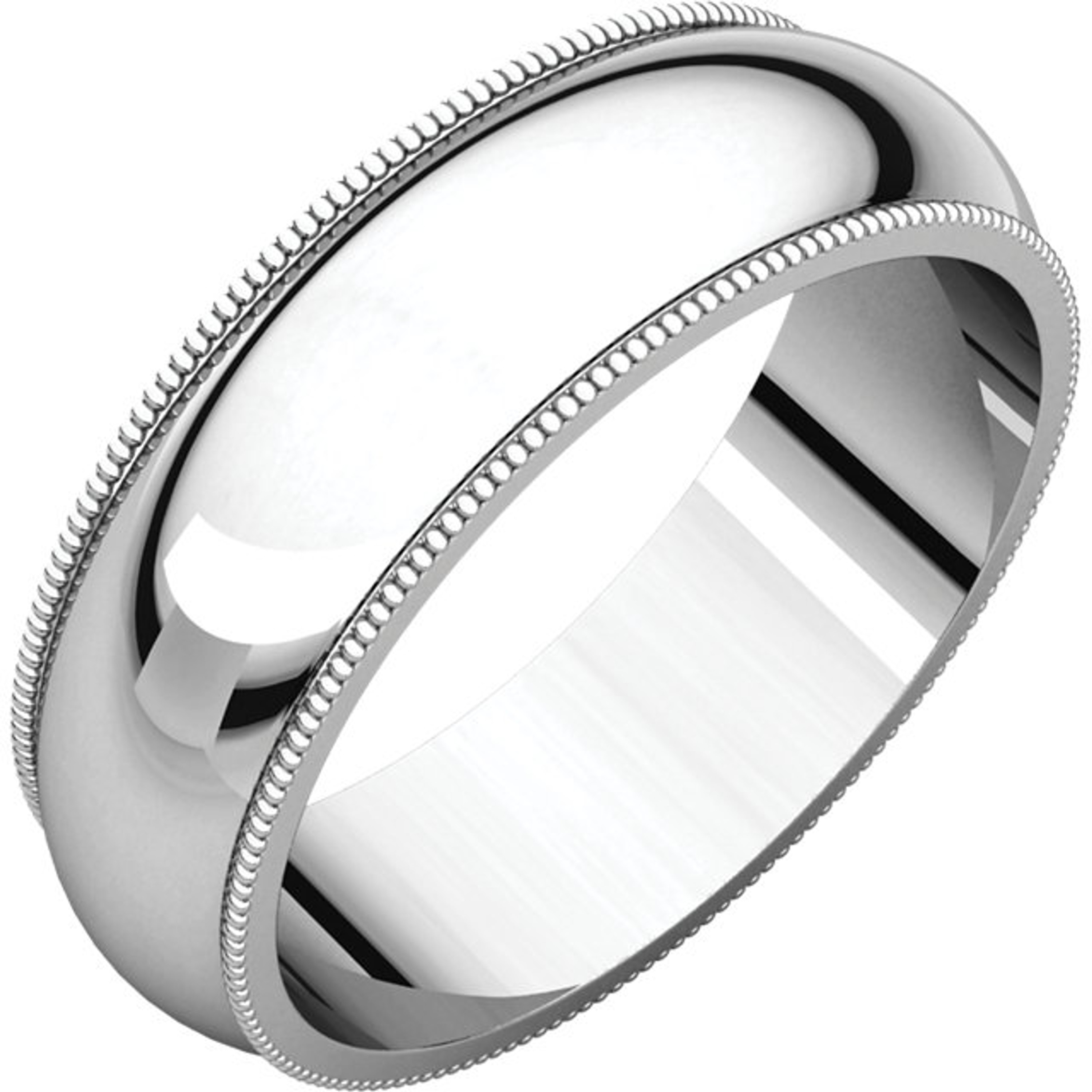 10k White Gold 6mm High Polished Traditional Milgrain Wedding Band 10k White Gold 6mm High Polished Traditional Milgrain Wedding Band