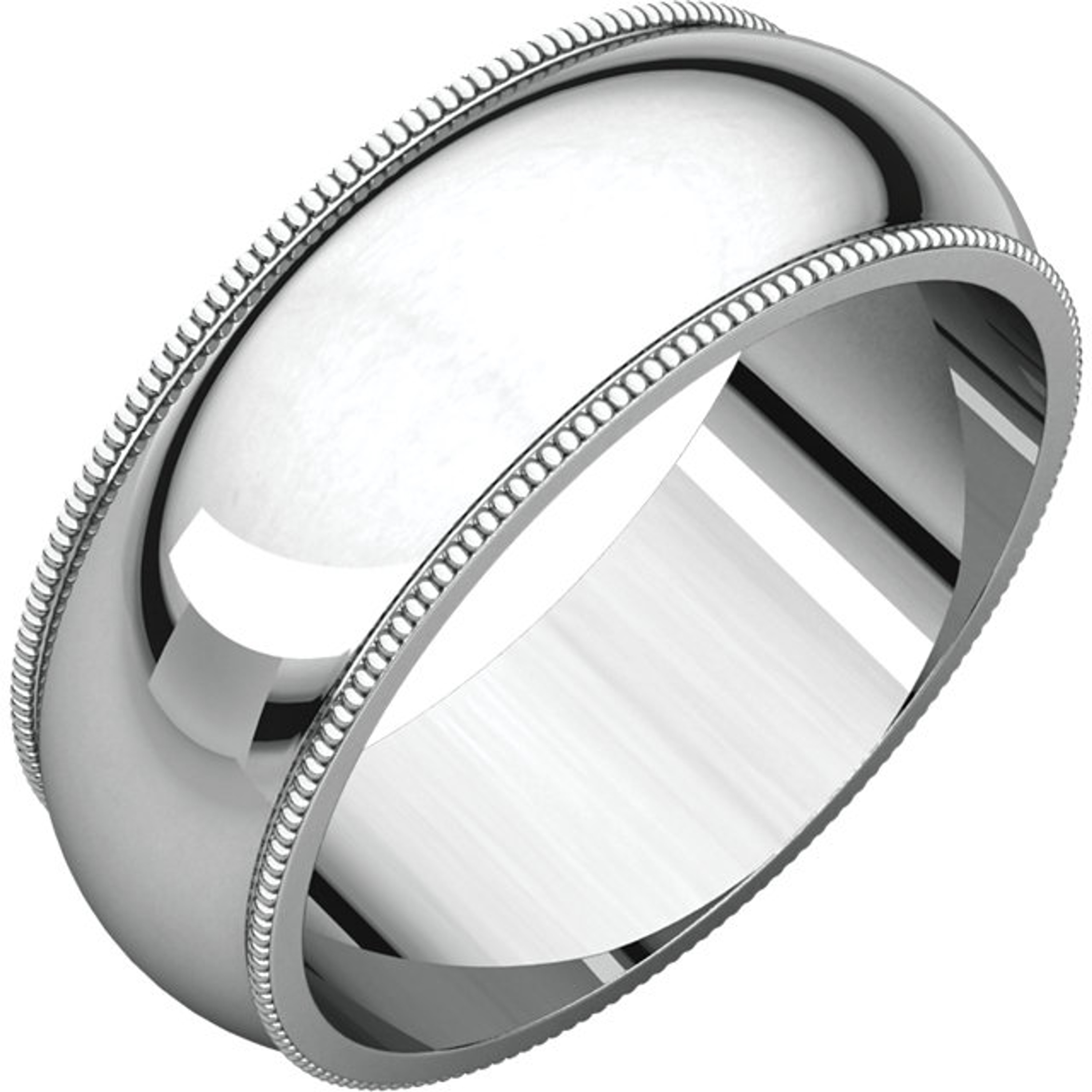 10k White Gold 7mm High Polished Traditional Milgrain Wedding Band 10k White Gold 7mm High Polished Traditional Milgrain Wedding Band