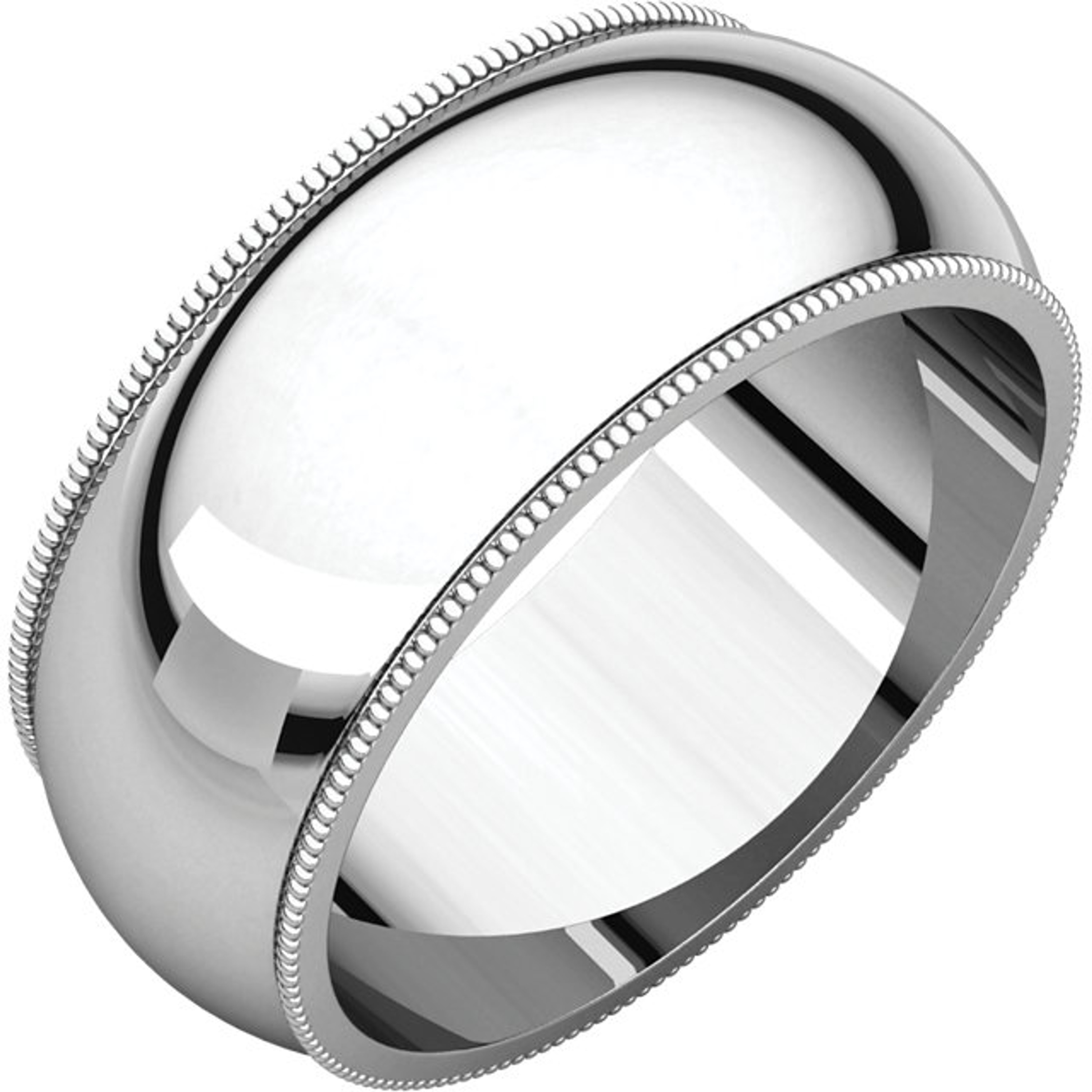 10k White Gold 8mm High Polished Traditional Milgrain Wedding Band 10k White Gold 8mm High Polished Traditional Milgrain Wedding Band
