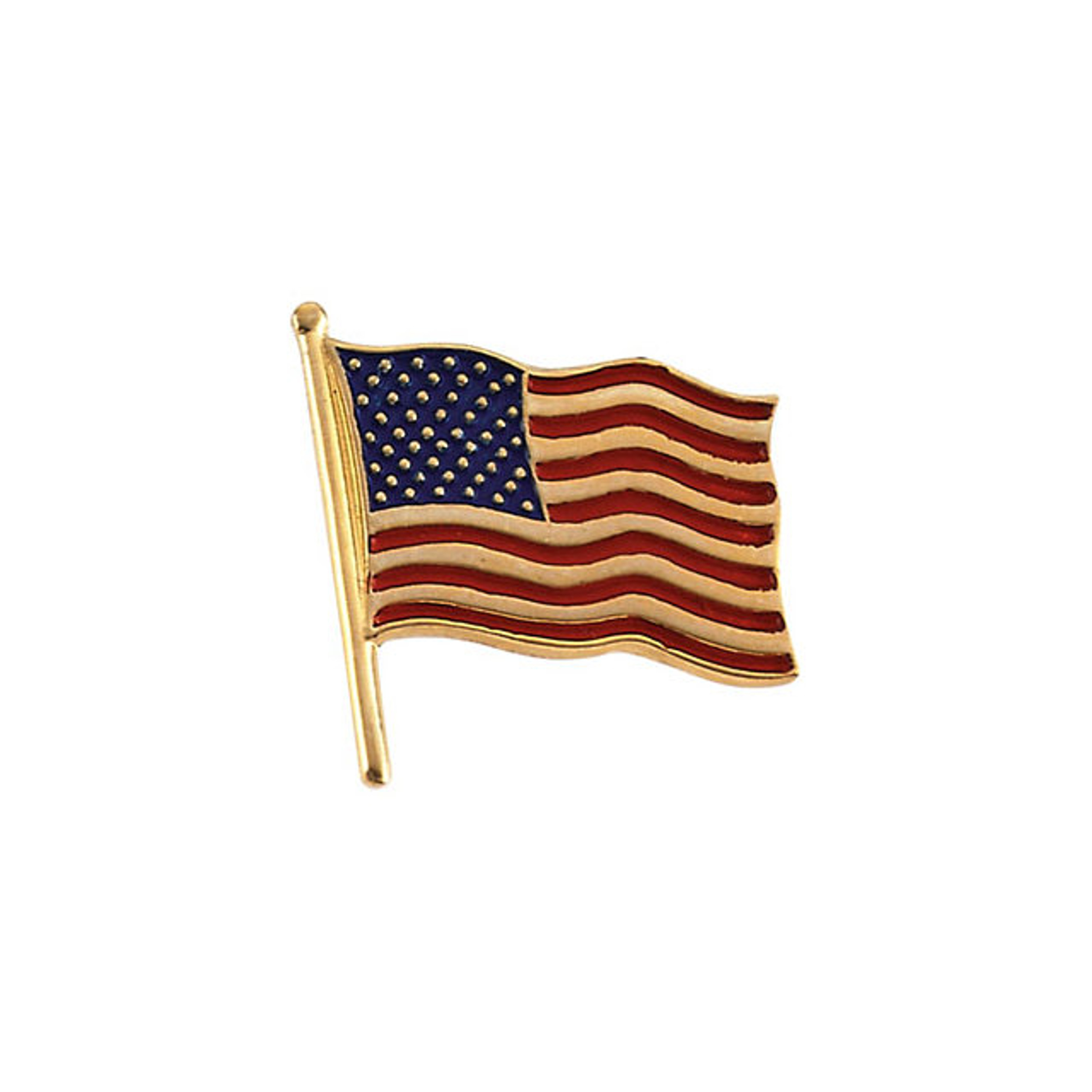 14k Yellow gold American Flag Lapel Pin 17.50mm by 17.00mm 14k Yellow gold American Flag Lapel Pin 17.50mm by 17.00mm