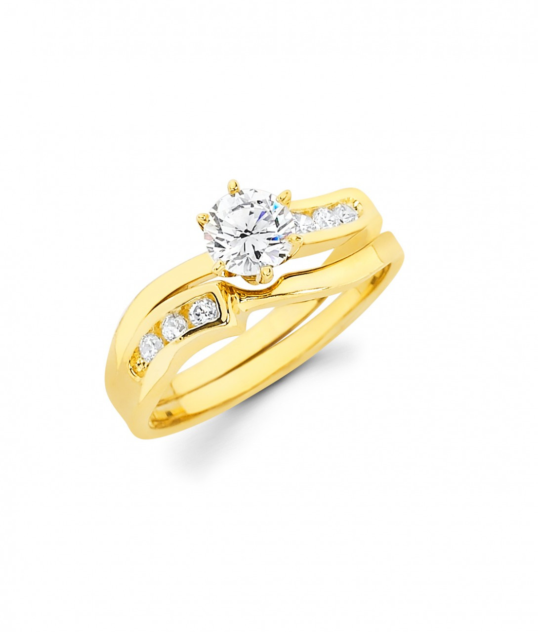 14k Yellow Gold Round Diamond Wedding Set 1/2 Ct.