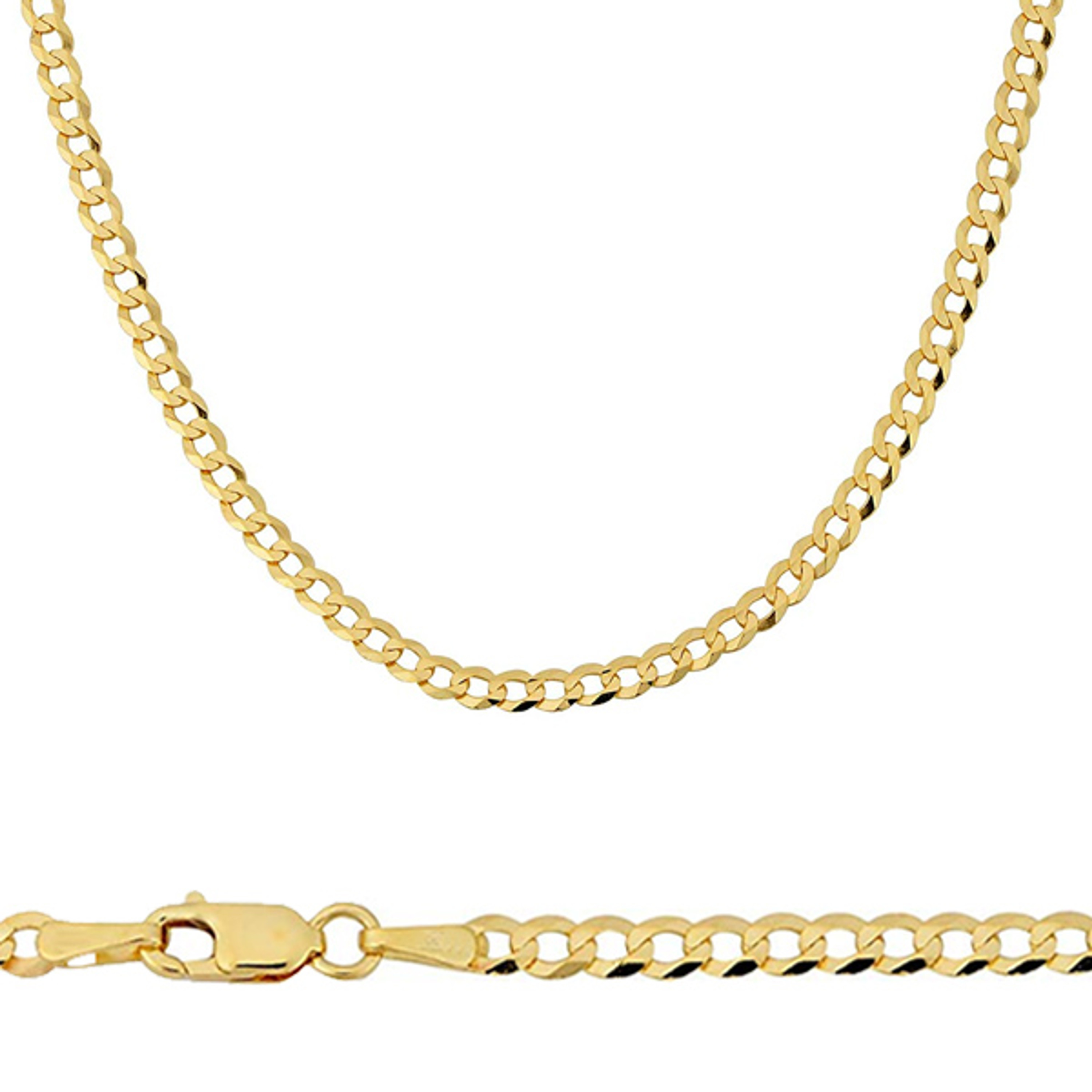 10k Gold 3mm Flat Curb Chain 18 Inches 10k Gold 3mm Flat Curb Chain 18 Inches
