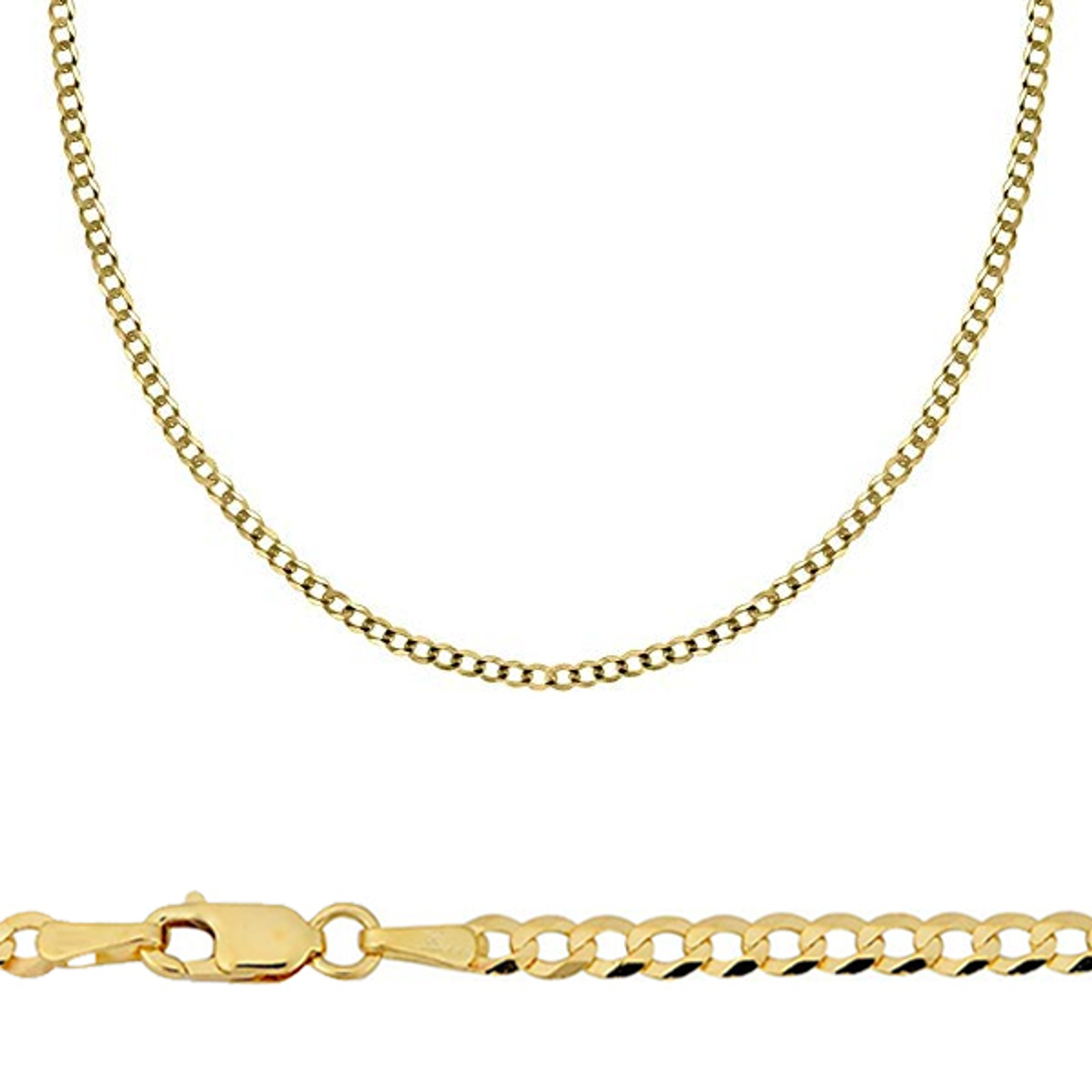 10k Gold 3mm Flat Curb Chain 22 Inches 10k Gold 3mm Flat Curb Chain 22 Inches