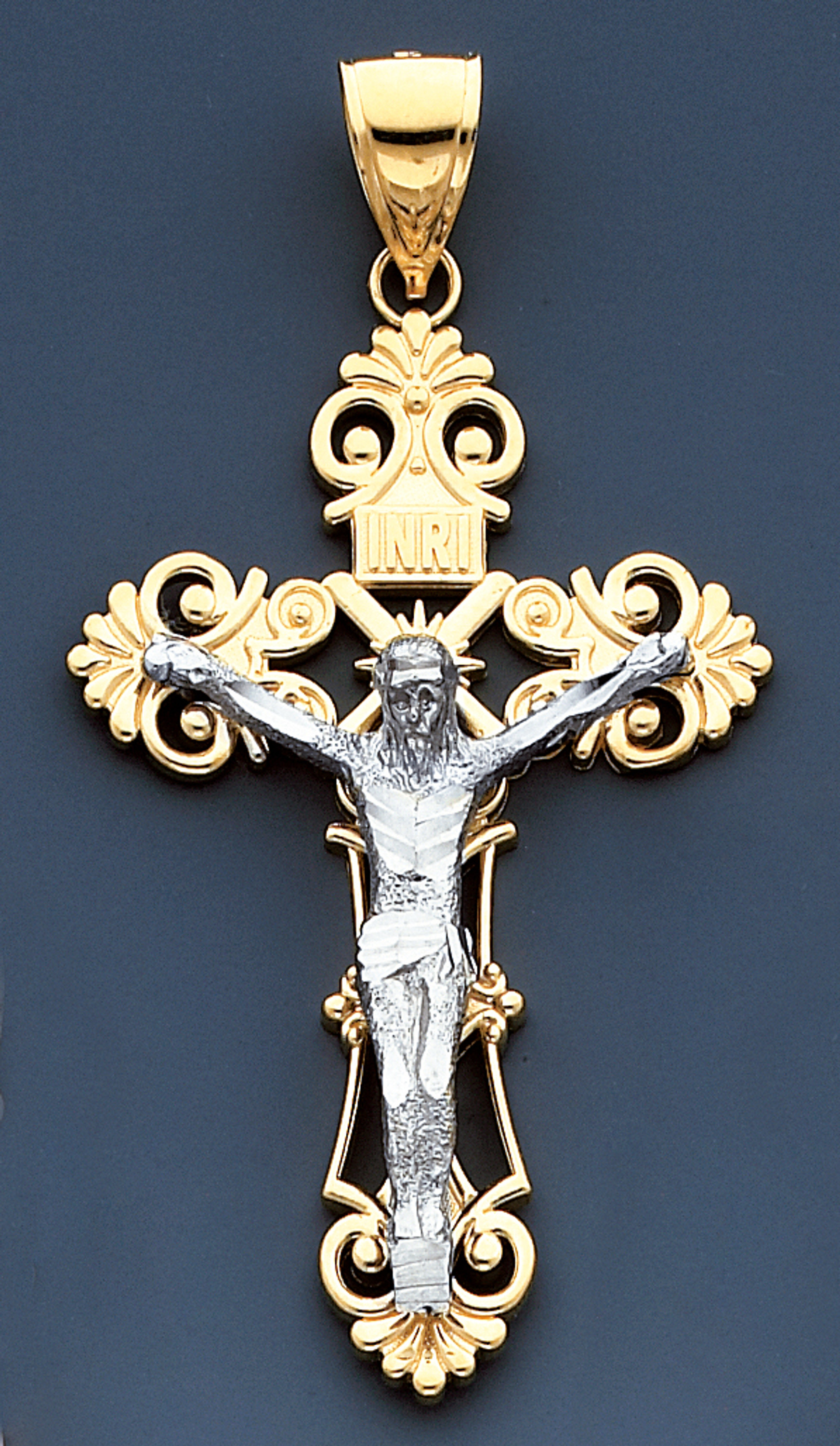 14k Yellow and White Gold Filigree Cross Pendant 14k Yellow and White Gold Filigree Cross Pendant