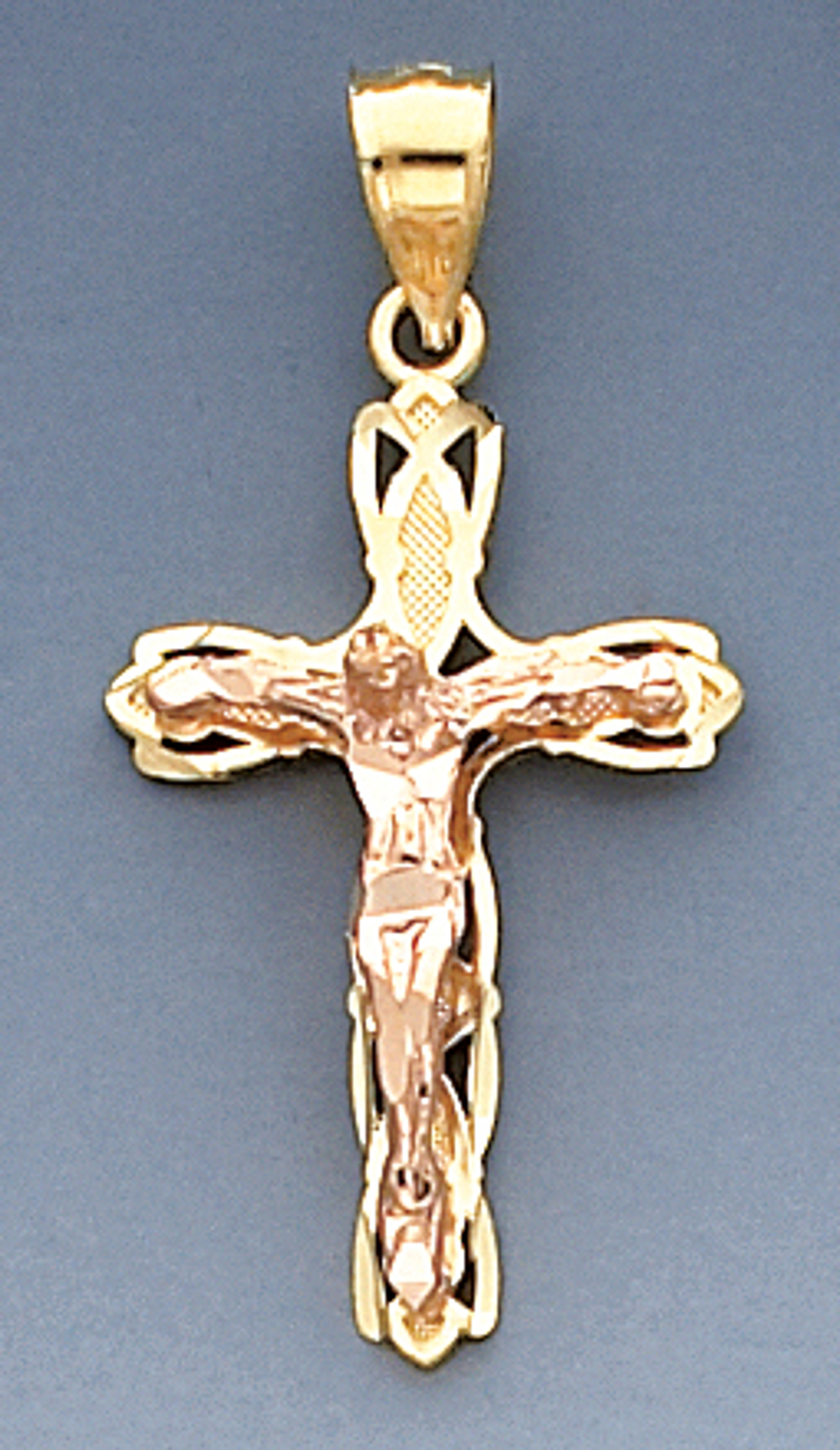 14k Yellow and Rose Gold 33.14mm Height by, 16.83mm Filigree Cross 