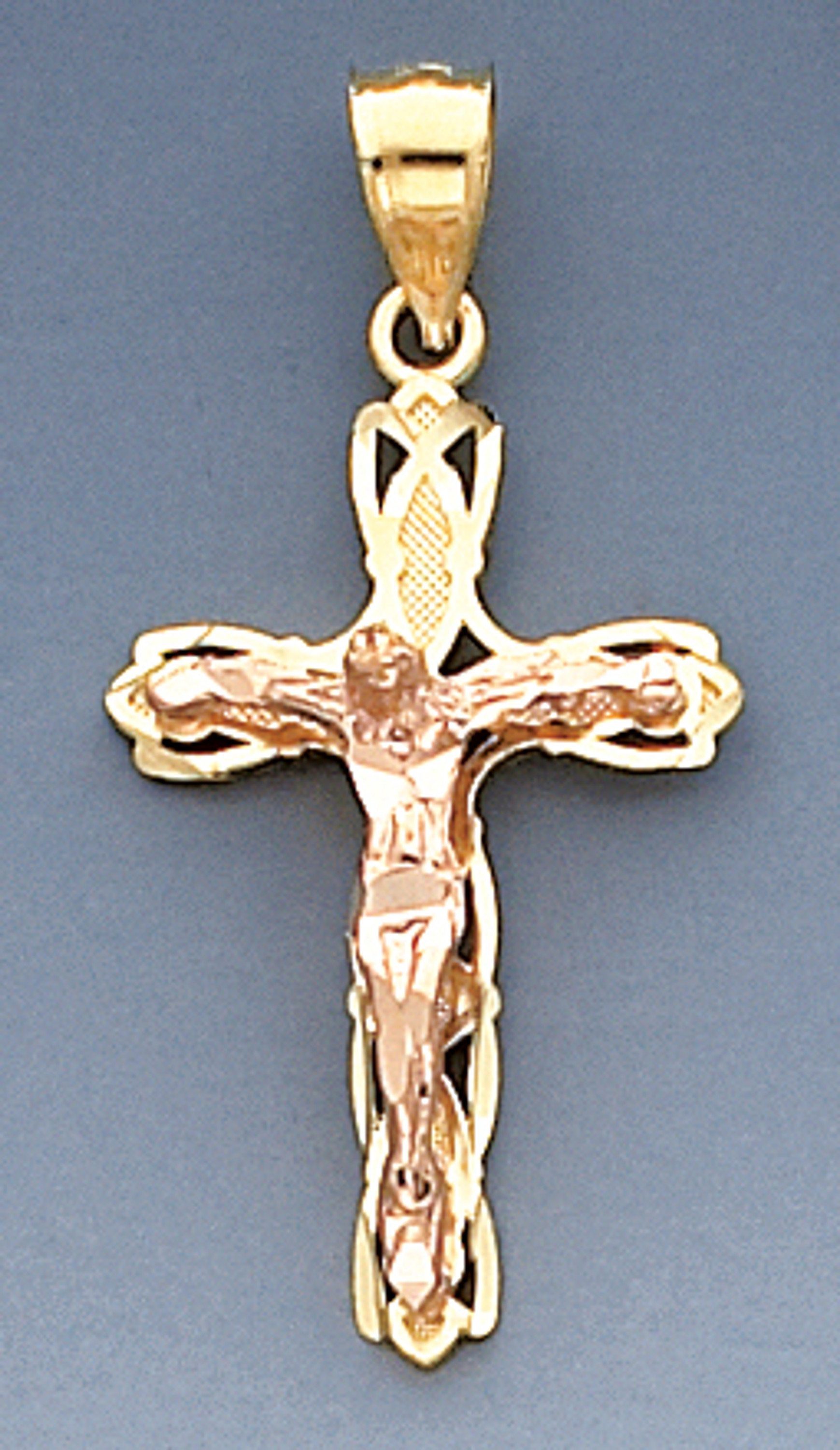 14k Yellow and Rose Gold 33.14mm Height by, 16.83mm Filigree Cross Pendant 14k Yellow and Rose Gold 33.14mm Height by, 16.83mm Filigree Cross Pendant