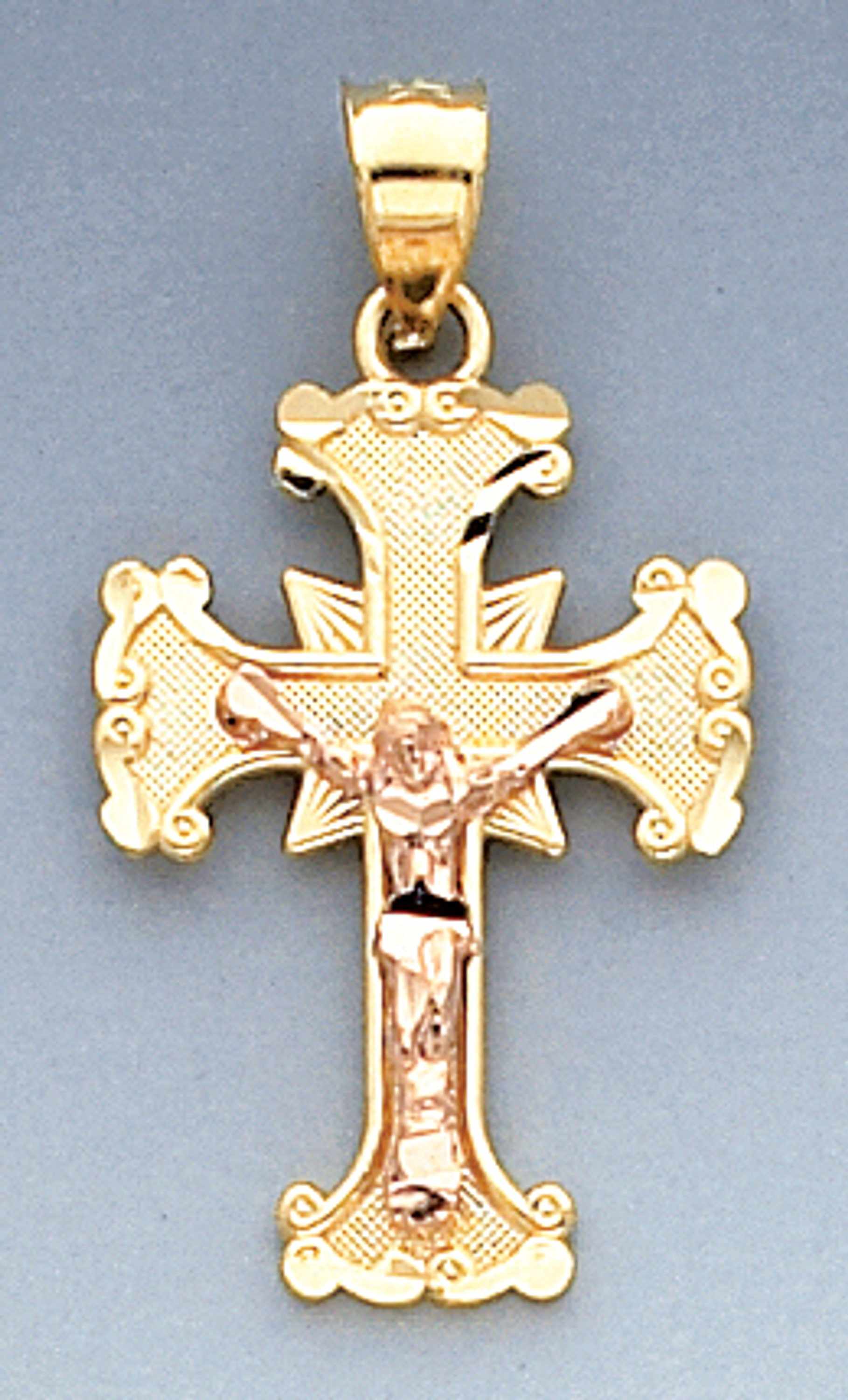 14k Yellow and Rose Gold 31.29 mm by 17.65 mm Cross Pendant 14k Yellow and Rose Gold 31.29 mm by 17.65 mm Cross Pendant
