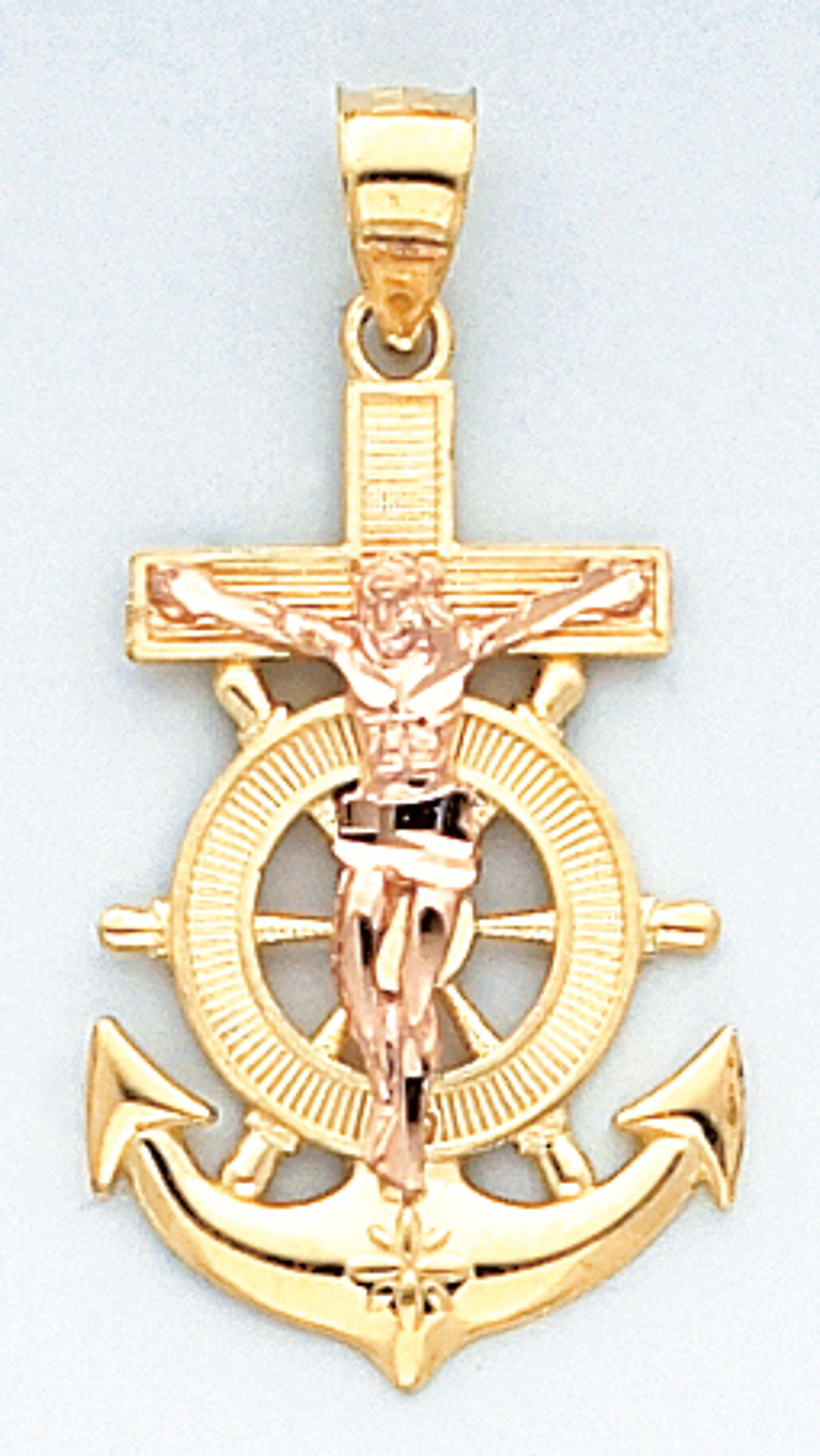 14k Yellow and Rose Gold 33.7mm Anchor Cross Pendant 14k Yellow and Rose Gold 33.7mm Anchor Cross Pendant