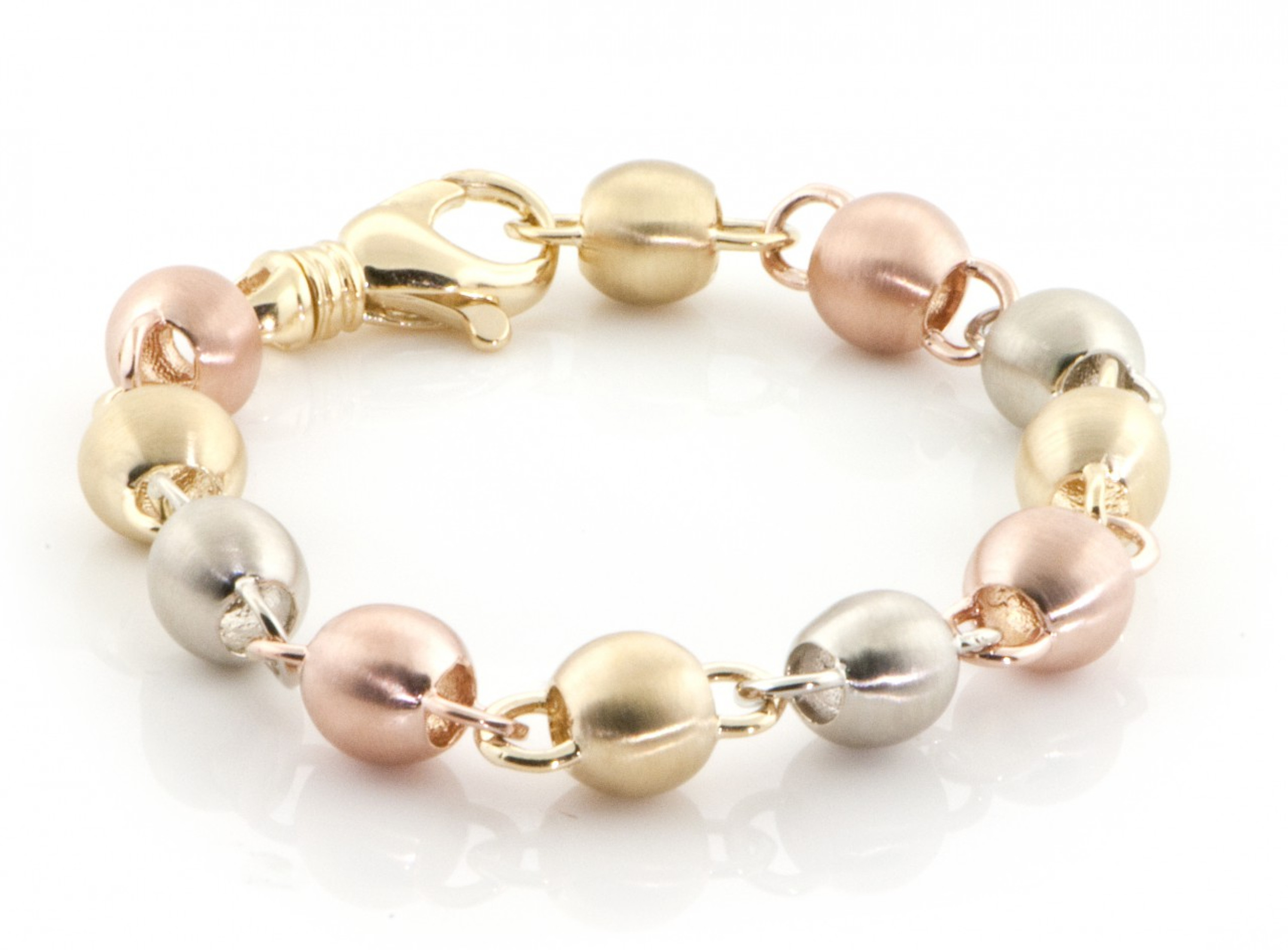 14k Gold 8.5mm Tri-Color Hand made Ball Chain 28 Inches 14k Gold 8.5mm Tri-Color Hand made Ball Chain 28 Inches