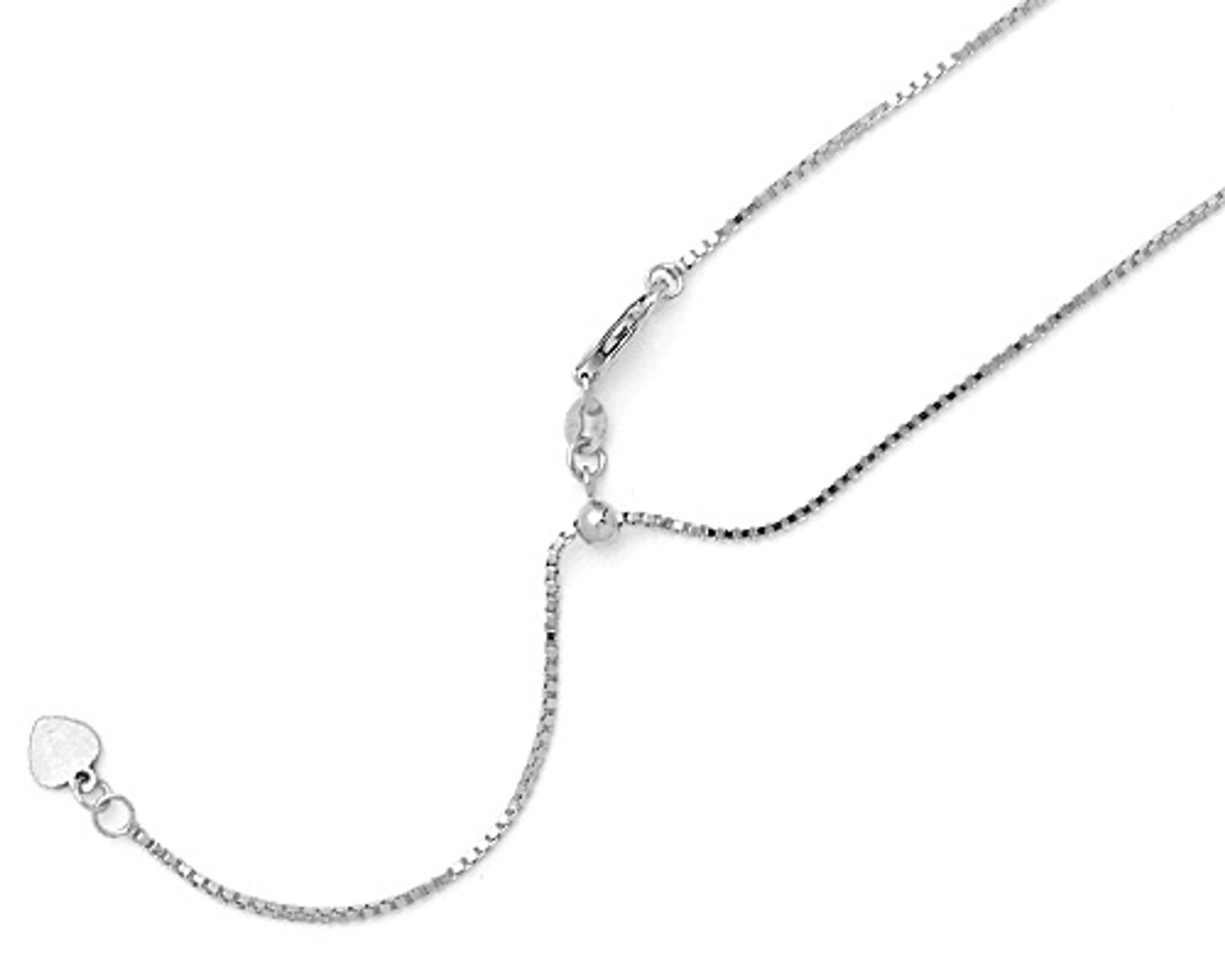 14k 1.00mm White Gold Adjustable Box Necklace 30" 14k 1.00mm White Gold Adjustable Box Necklace 30"