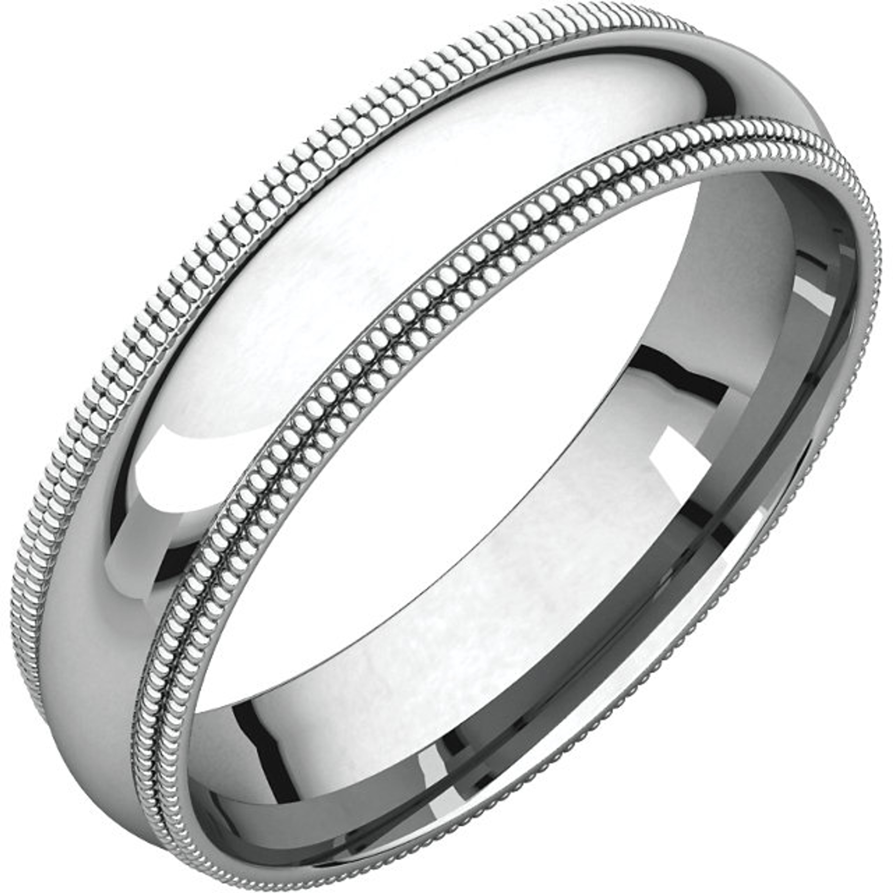 18k White Gold 5mm High Polished Comfort Fit Double Milgrain Wedding Band 18k White Gold 5mm High Polished Comfort Fit Double Milgrain Wedding Band