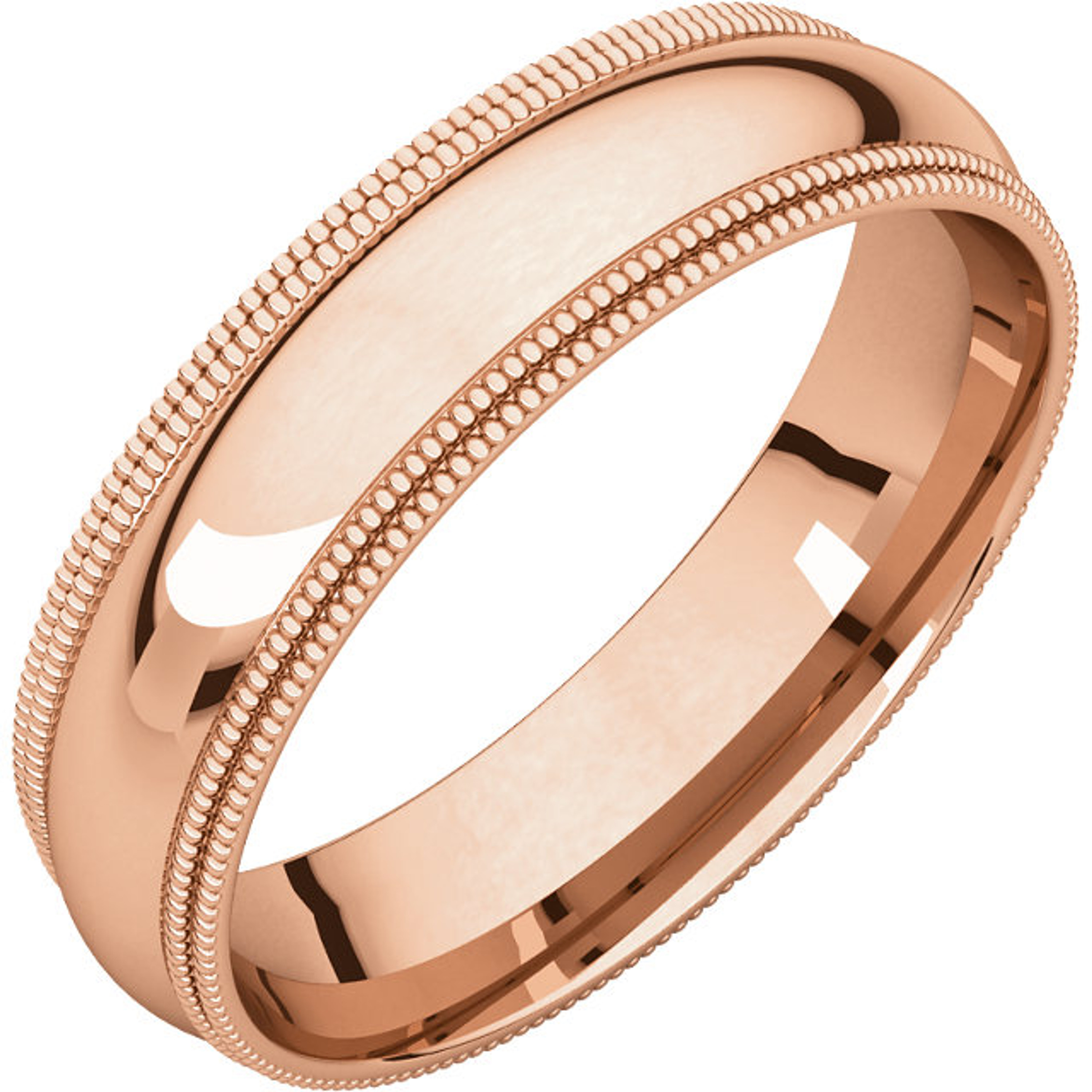 18k Rose Gold 6mm High Polished Comfort Fit Double Milgrain