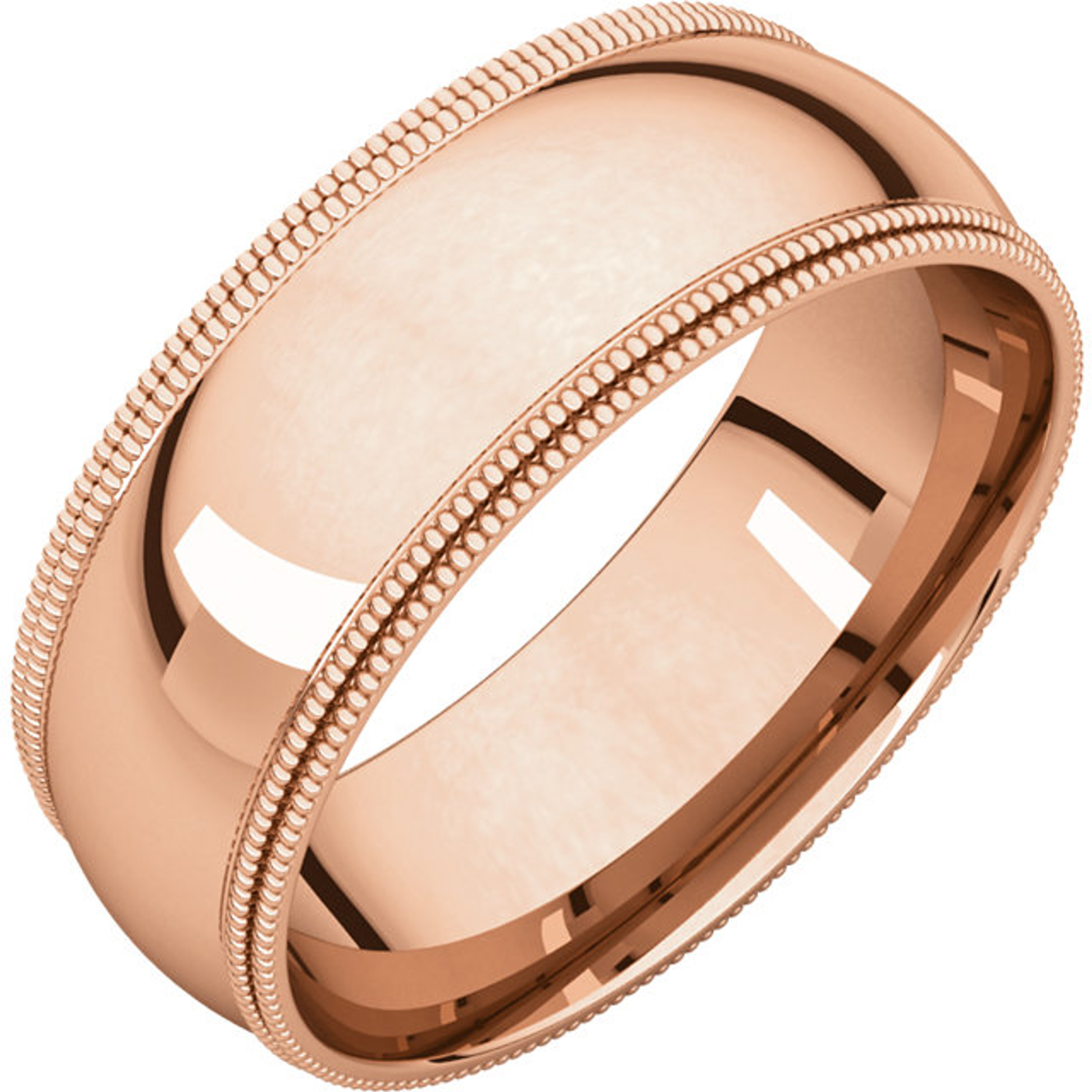 18k Rose Gold 7mm High Polished Comfort Fit Double Milgrain Wedding Band 18k Rose Gold 7mm High Polished Comfort Fit Double Milgrain Wedding Band