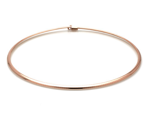 14k Rose Gold 4mm Domed Omega Necklace 18 Inches| Sarraf.com