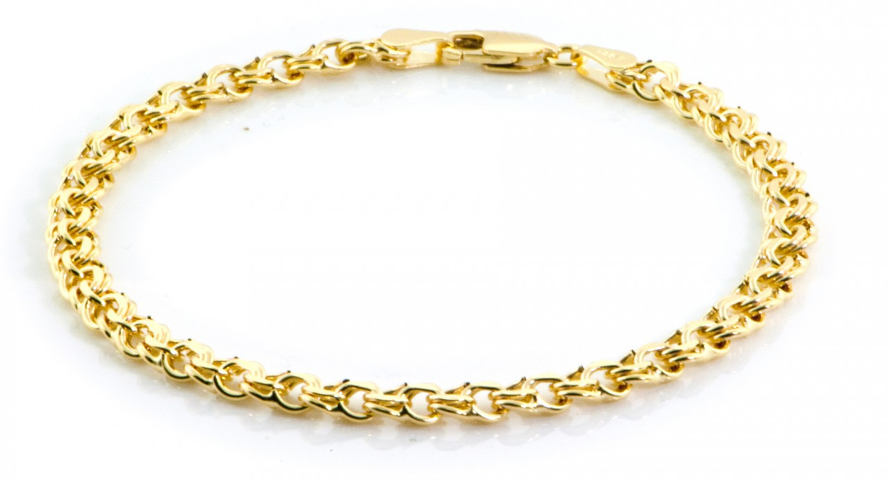 14k Gold 4.5mm Double Link Charm Bracelet 7 Inches 14k Gold 4.5mm Double Link Charm Bracelet 7 Inches