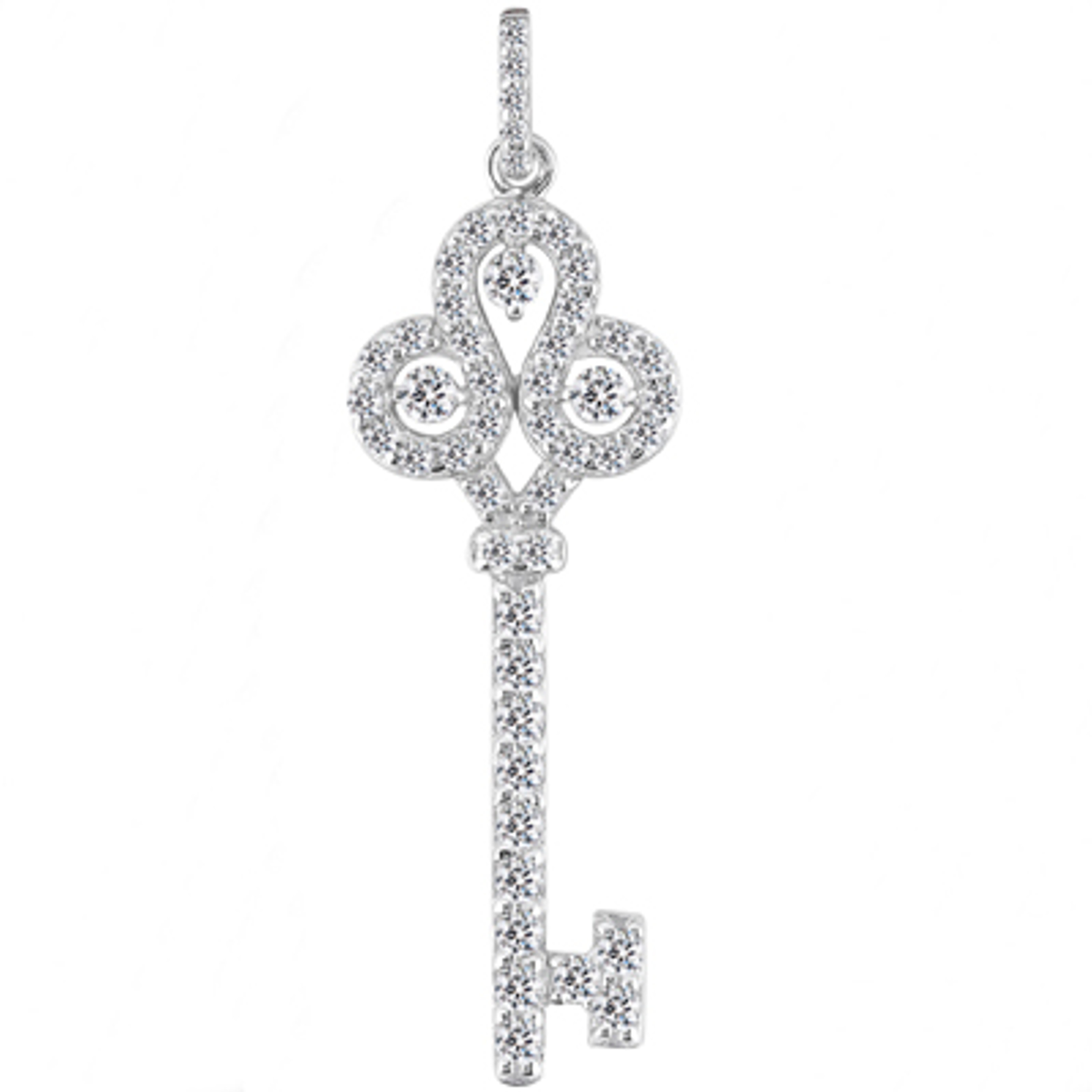 14K White Gold Diamond Key Pendant 32mm High 14K White Gold Diamond Key Pendant 32mm High