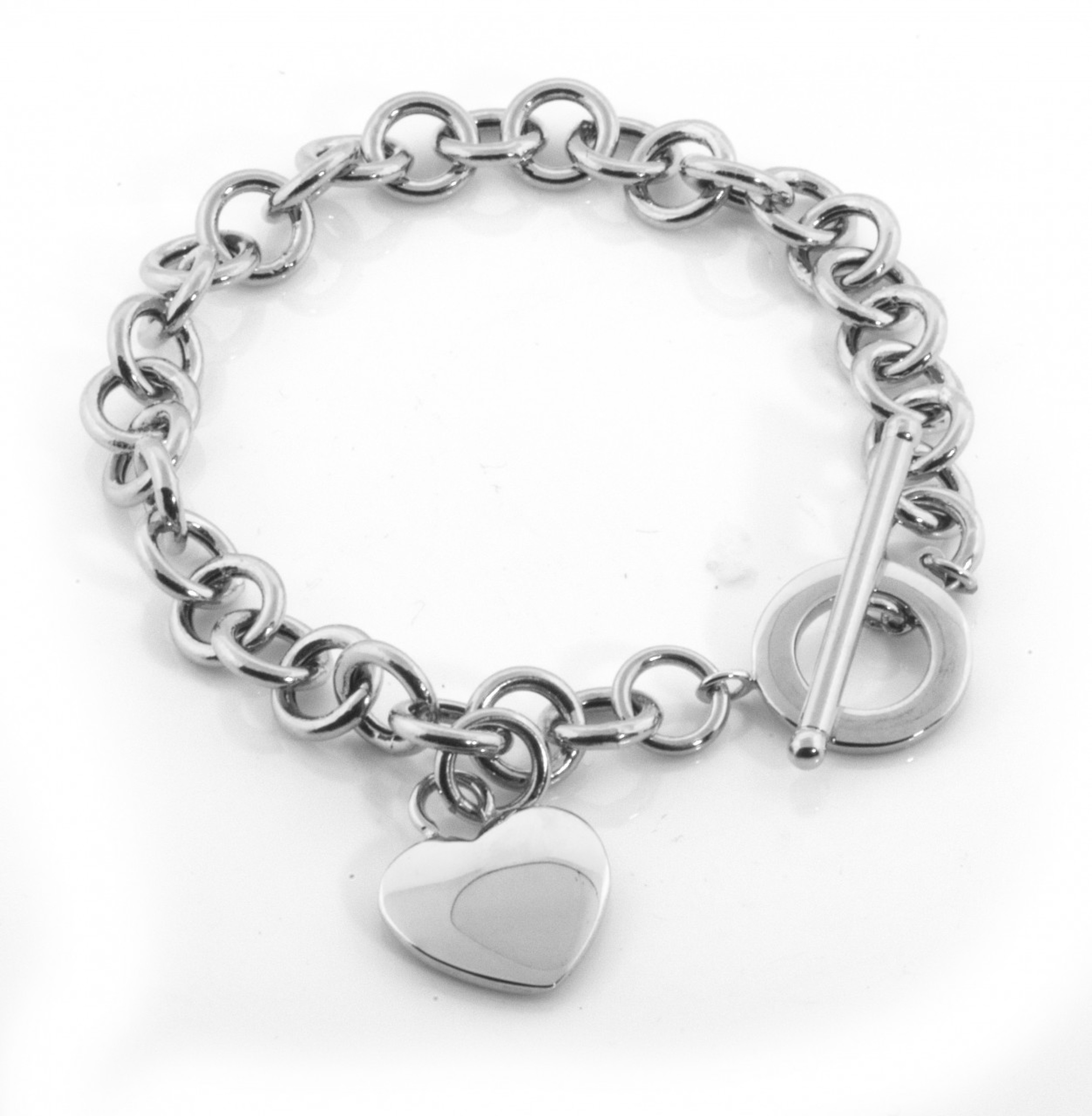 14k White Gold Id Heart 9mm Toggle Bracelet 7 1/4" 14k White Gold Id Heart 9mm Toggle Bracelet 7 1/4"