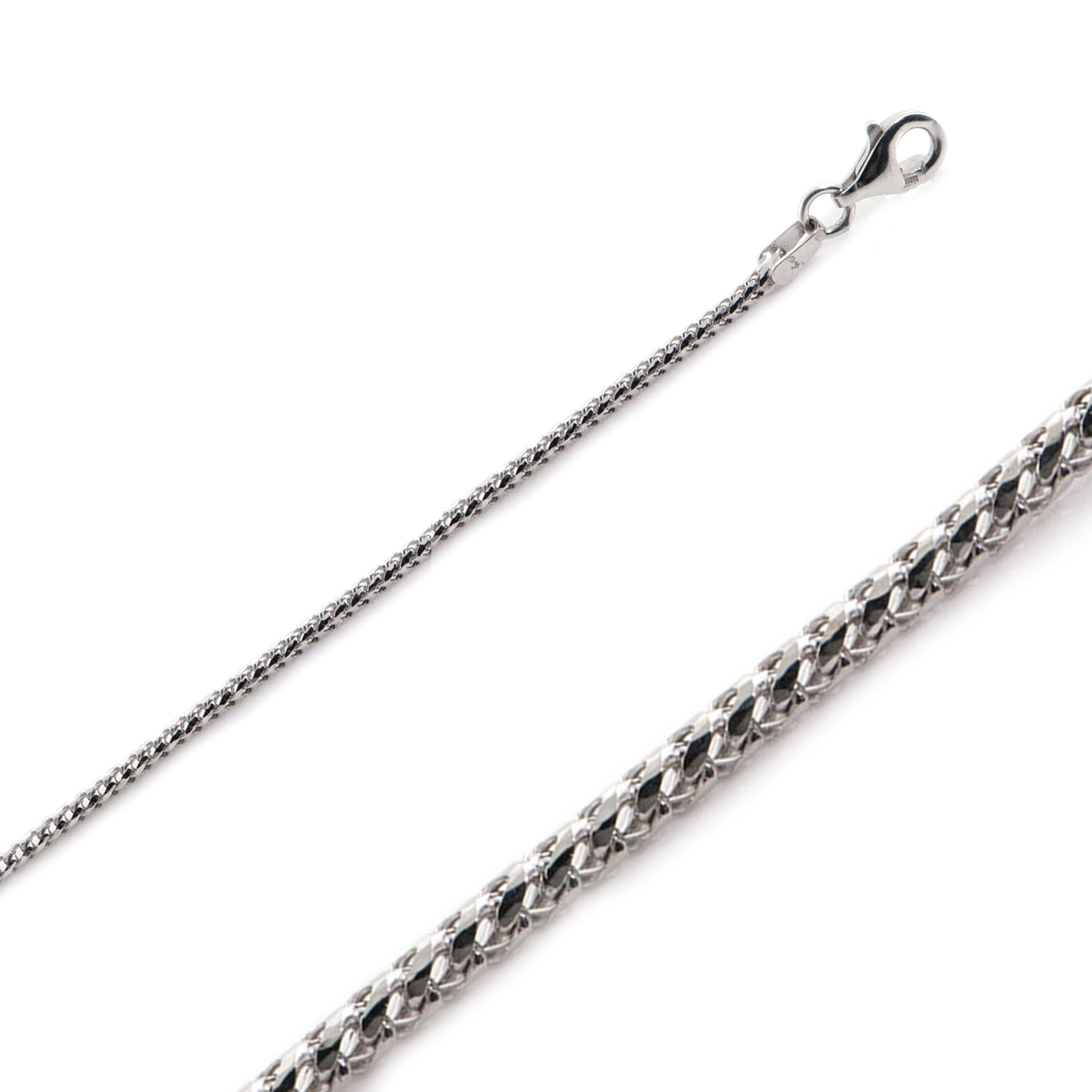 10K White Gold 0.80mm Diamond Cut Franco Chain 24 Inch 10K White Gold 0.80mm Diamond Cut Franco Chain 24 Inch