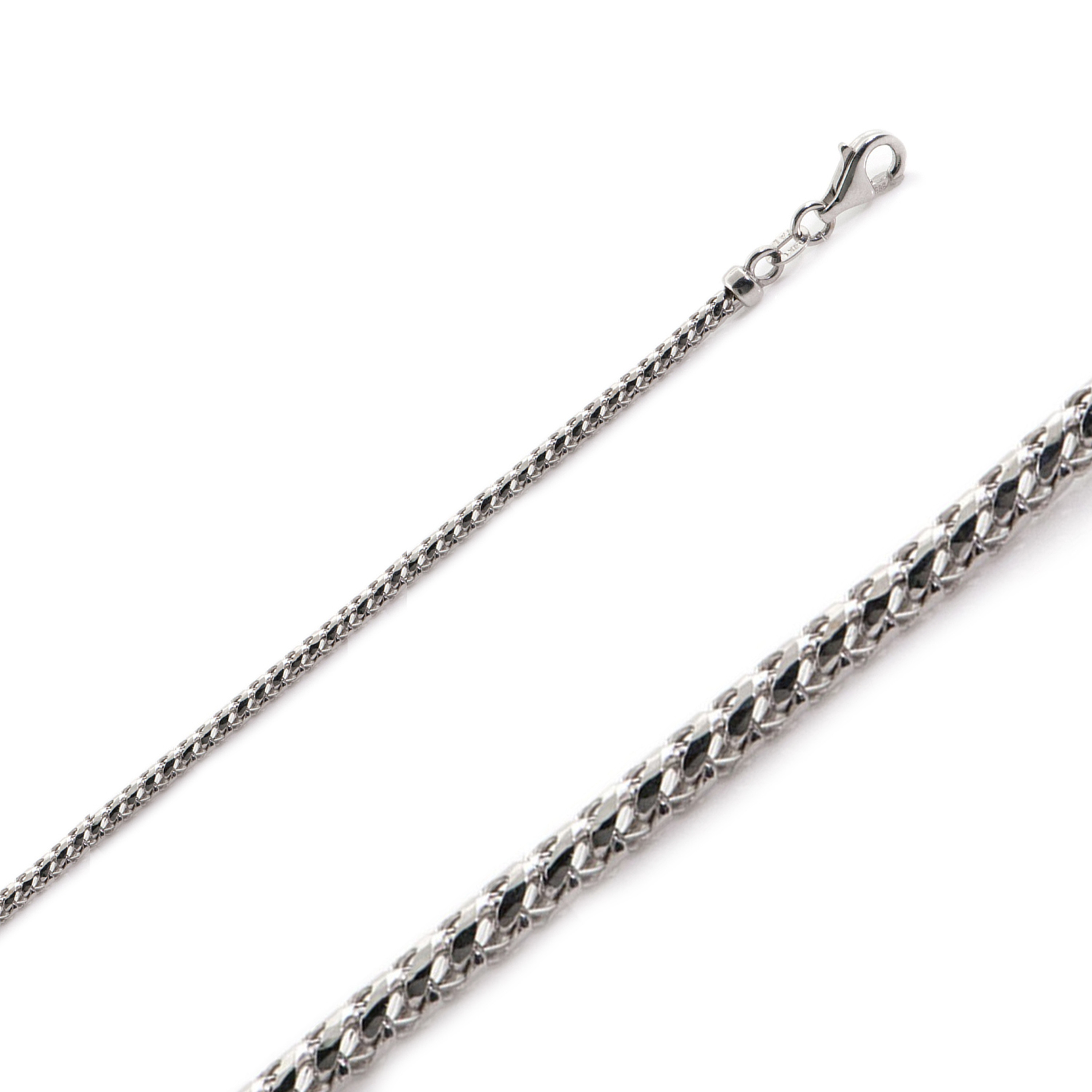 10K White Gold 1.5mm Diamond Cut Franco Chain 18 Inches 10K White Gold 1.5mm Diamond Cut Franco Chain 18 Inches
