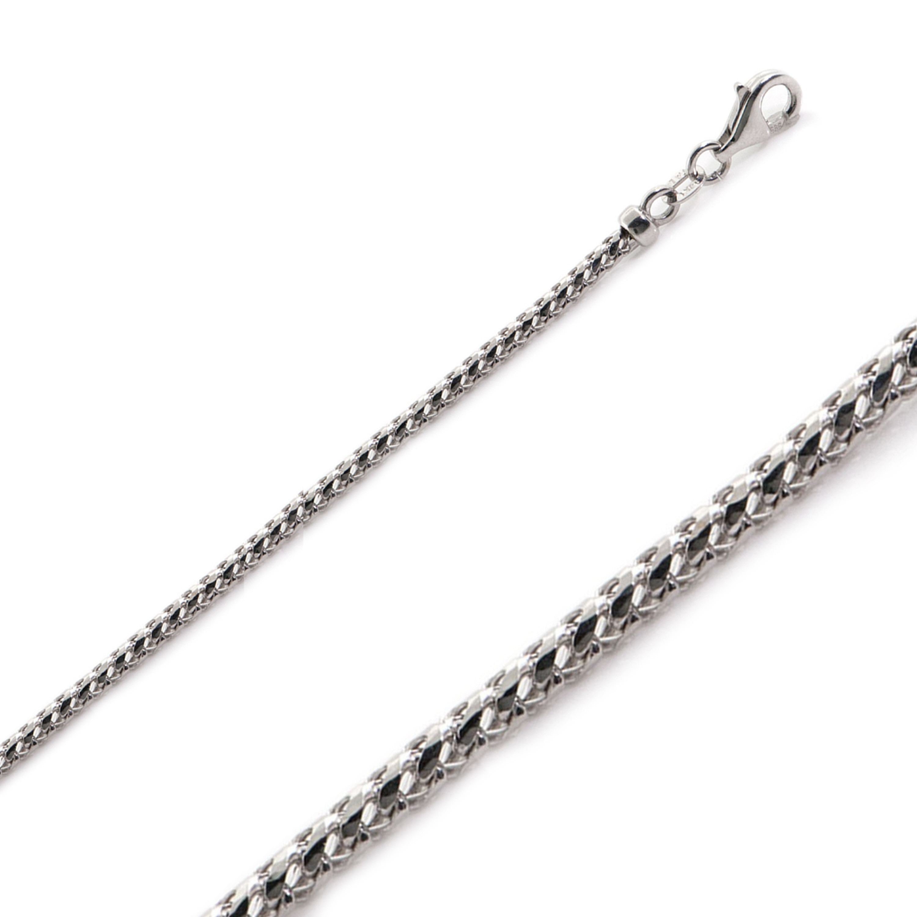 10K White Gold 2.0mm Diamond Cut Franco Chain 30 Inches 10K White Gold 2.0mm Diamond Cut Franco Chain 30 Inches