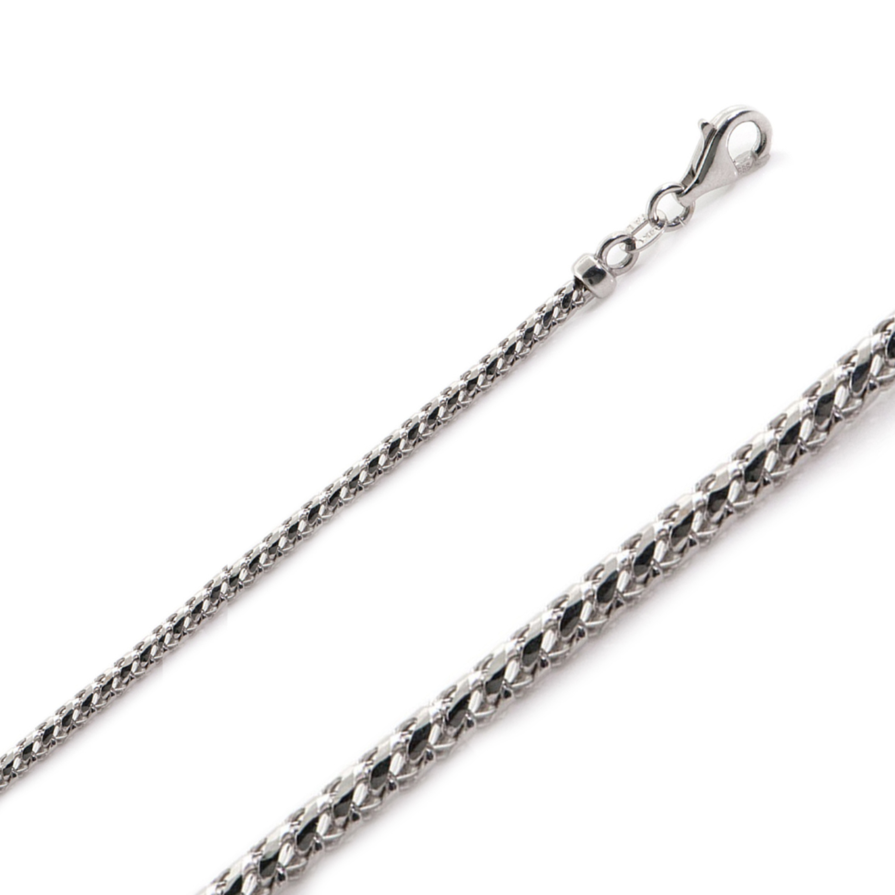 10K White Gold 3.0mm Diamond Cut Franco Chain 24 Inches 10K White Gold 3.0mm Diamond Cut Franco Chain 24 Inches
