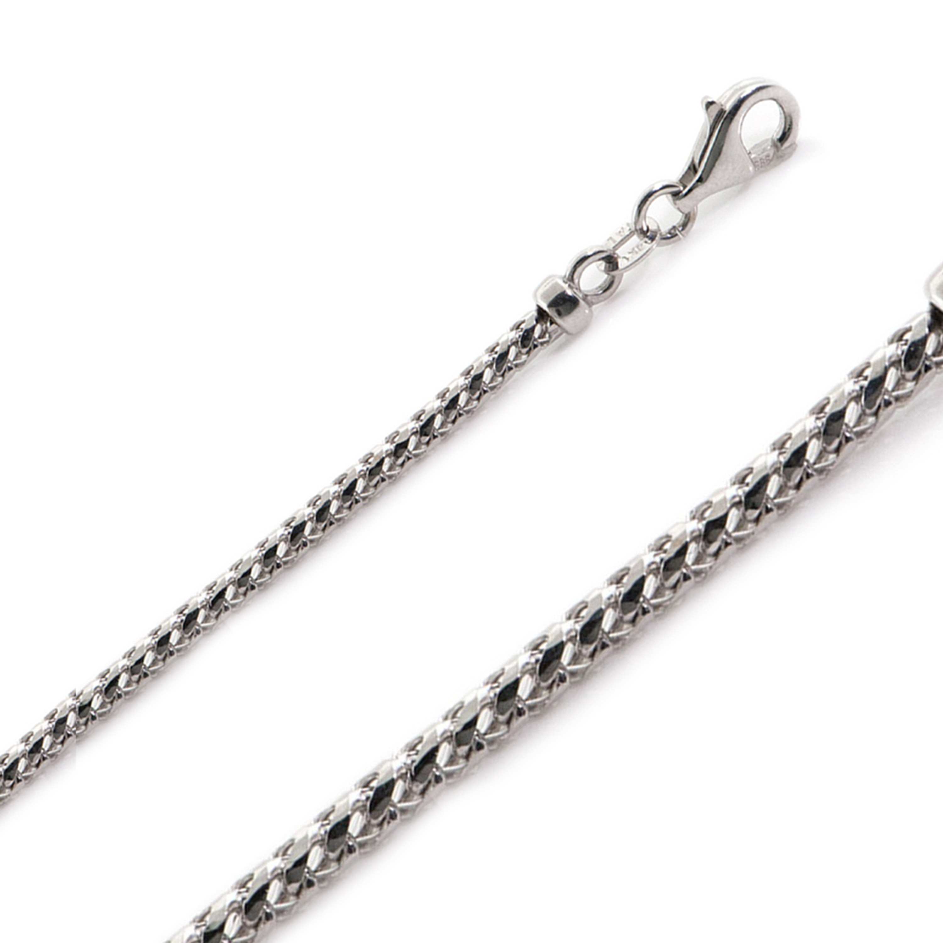 10K White Gold 3.5mm Diamond Cut Franco Chain 20 Inches 10K White Gold 3.5mm Diamond Cut Franco Chain 20 Inches