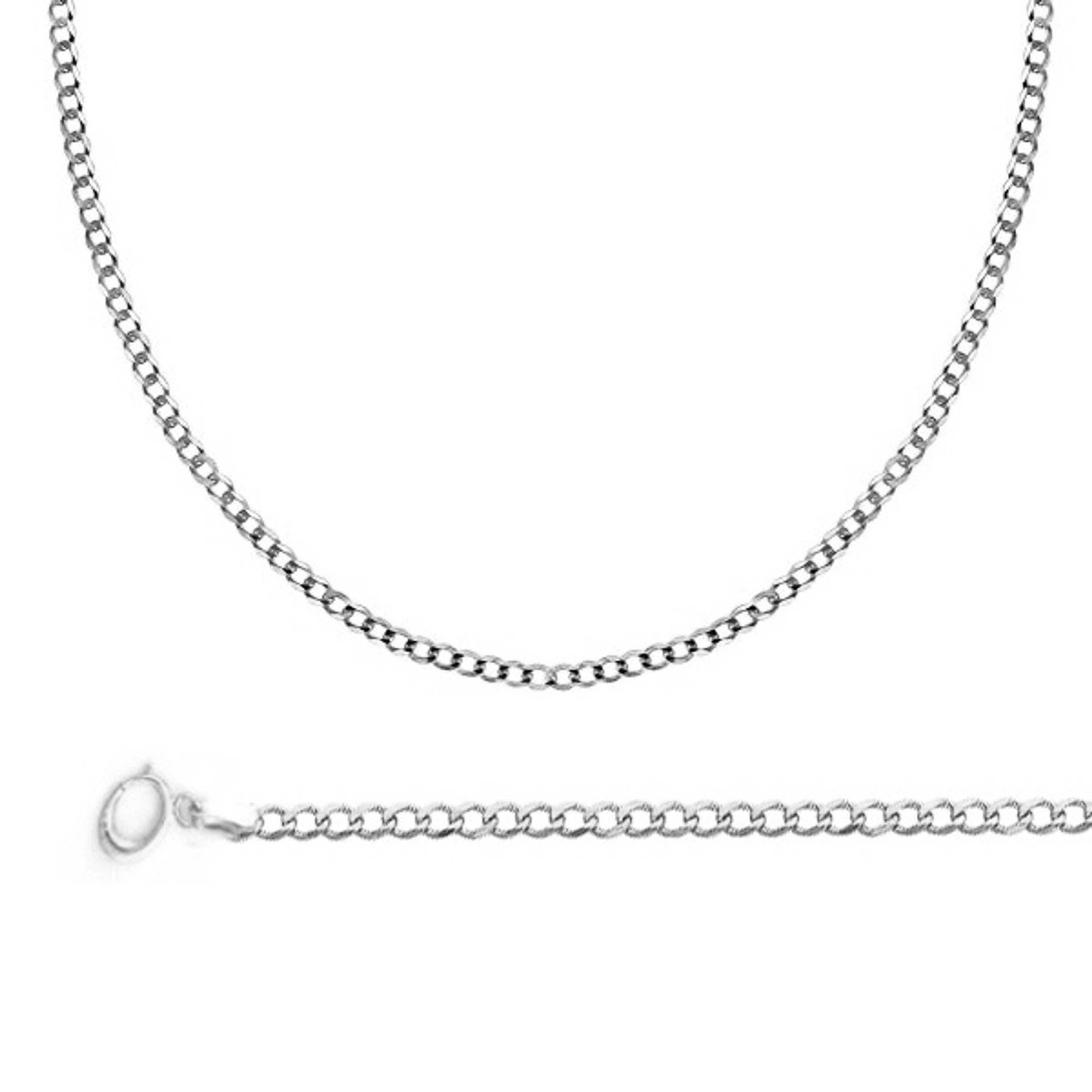 10K White Gold 2mm Flat Curb Chain 18 Inches 10K White Gold 2mm Flat Curb Chain 18 Inches