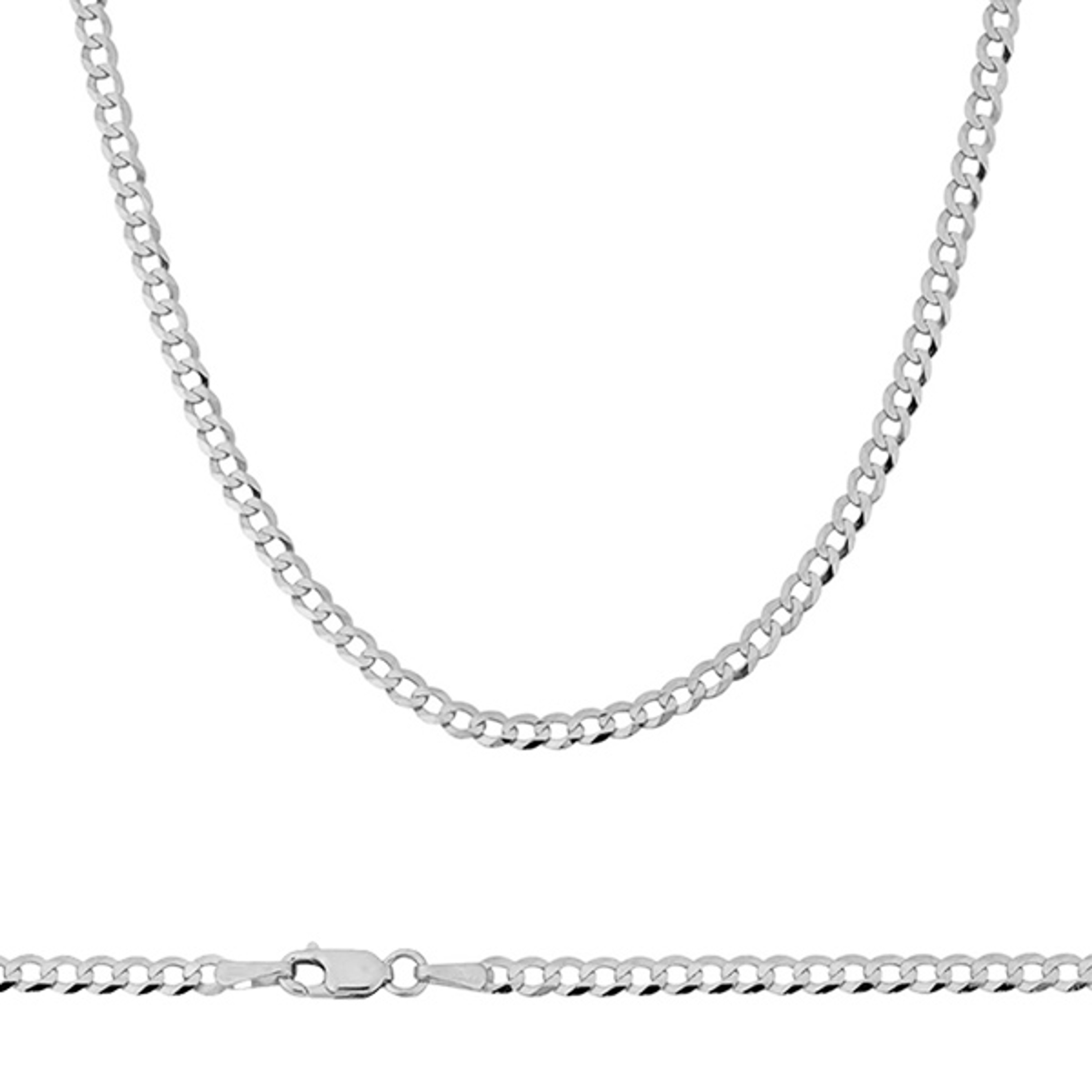 10K White Gold 2.6mm Flat Curb Chain 22 Inches 10K White Gold 2.6mm Flat Curb Chain 22 Inches