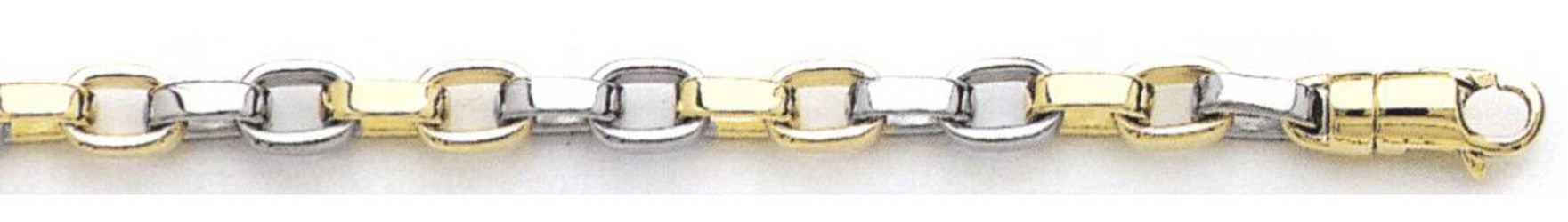 10K Two Tone Gold Handmade Rolo Chain 5.7mm Wide 24 Inches