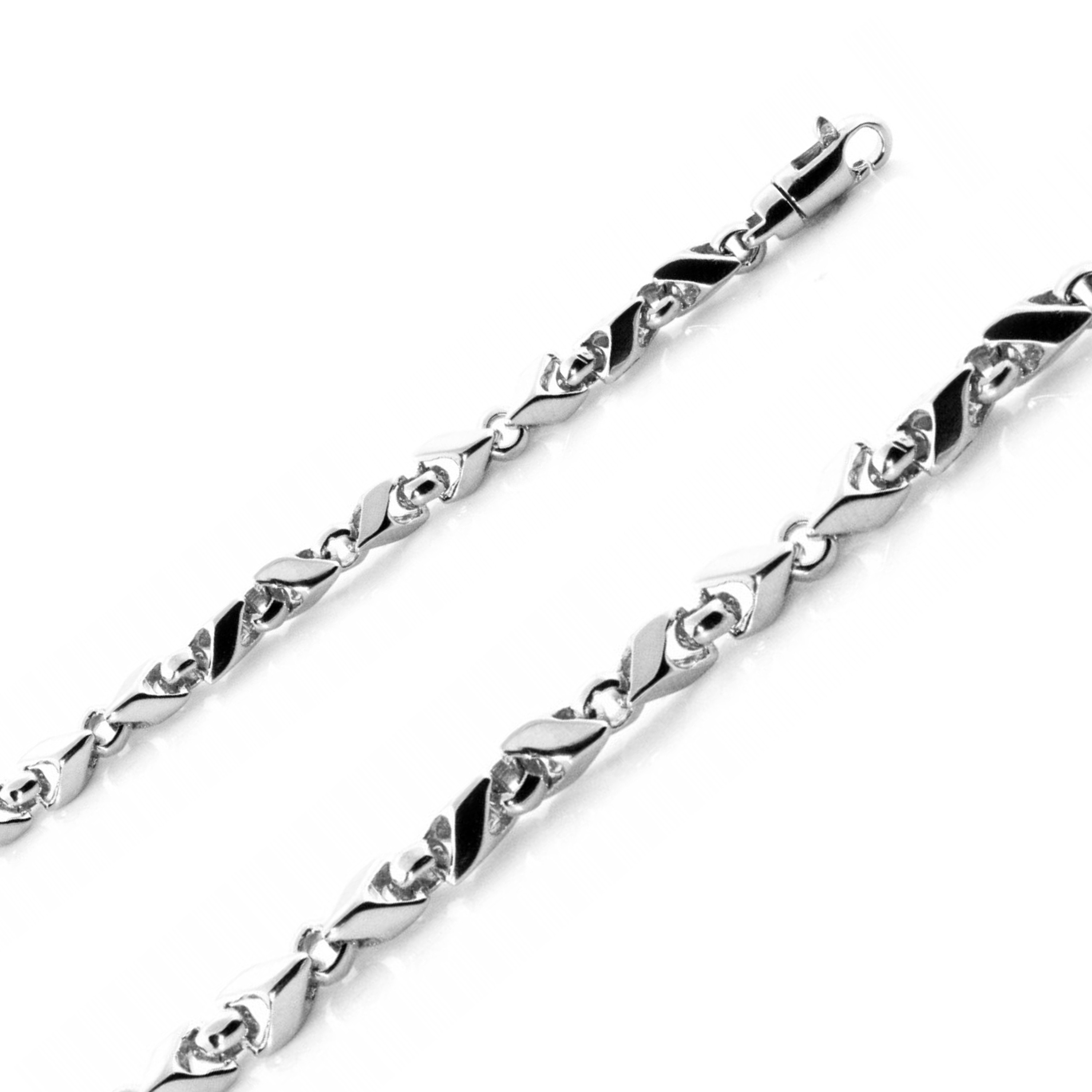 10k White Gold Fancy Handmade Chain 4.2mm 16 Inches 10k White Gold Fancy Handmade Chain 4.2mm 16 Inches