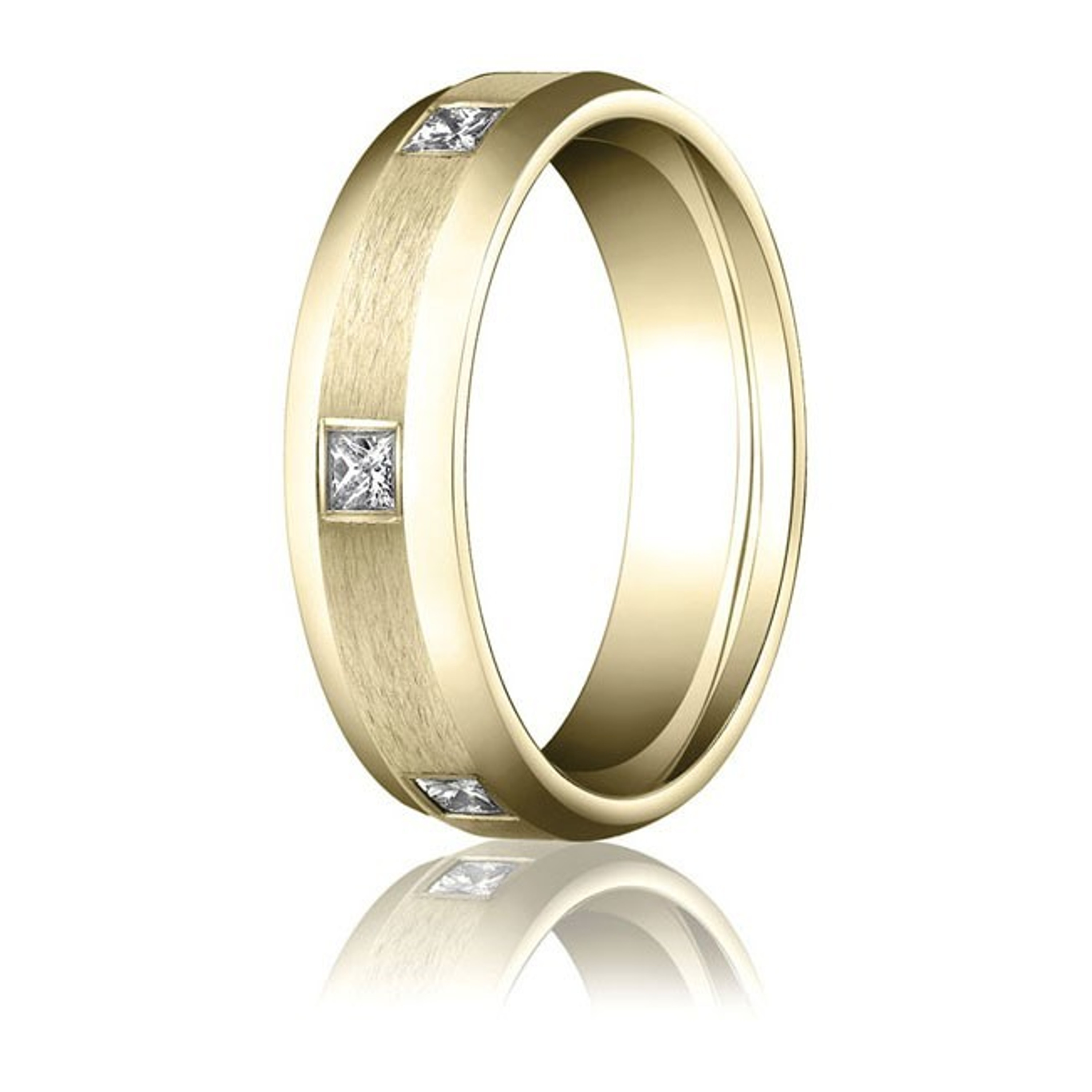 14k Yellow Gold 6mm Beveled Bezel Diamond Wedding Band Ring(.60ct) 14k Yellow Gold 6mm Beveled Bezel Diamond Wedding Band Ring(.60ct)