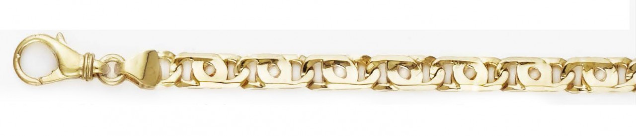 14k Yellow Gold 4.9mm Hand Made Tiger Eye Bracelet 8 Inches