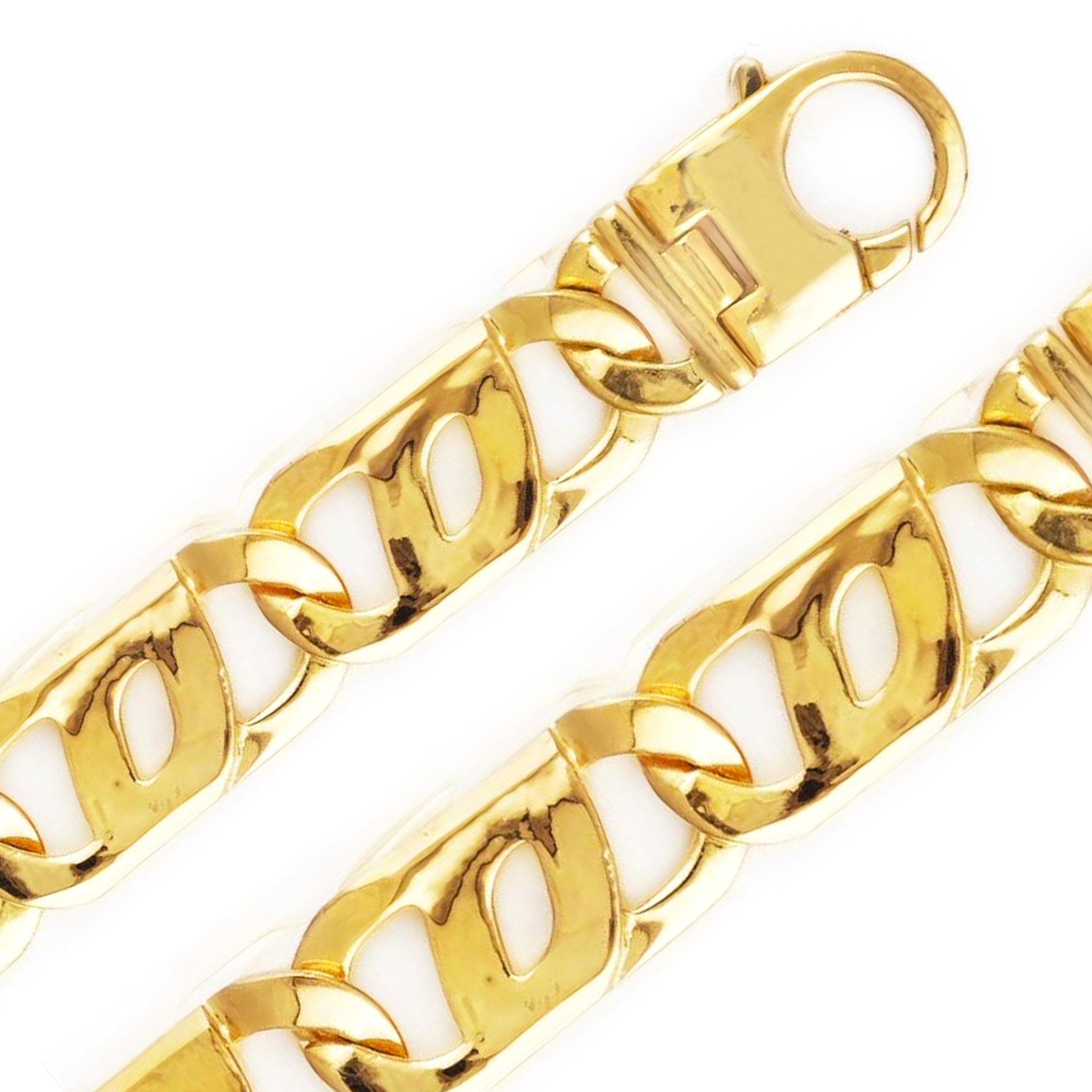 14k Yellow Gold 15mm Hand Made Tiger Eye Chain 18 Inches 14k Yellow Gold 15mm Hand Made Tiger Eye Chain 18 Inches