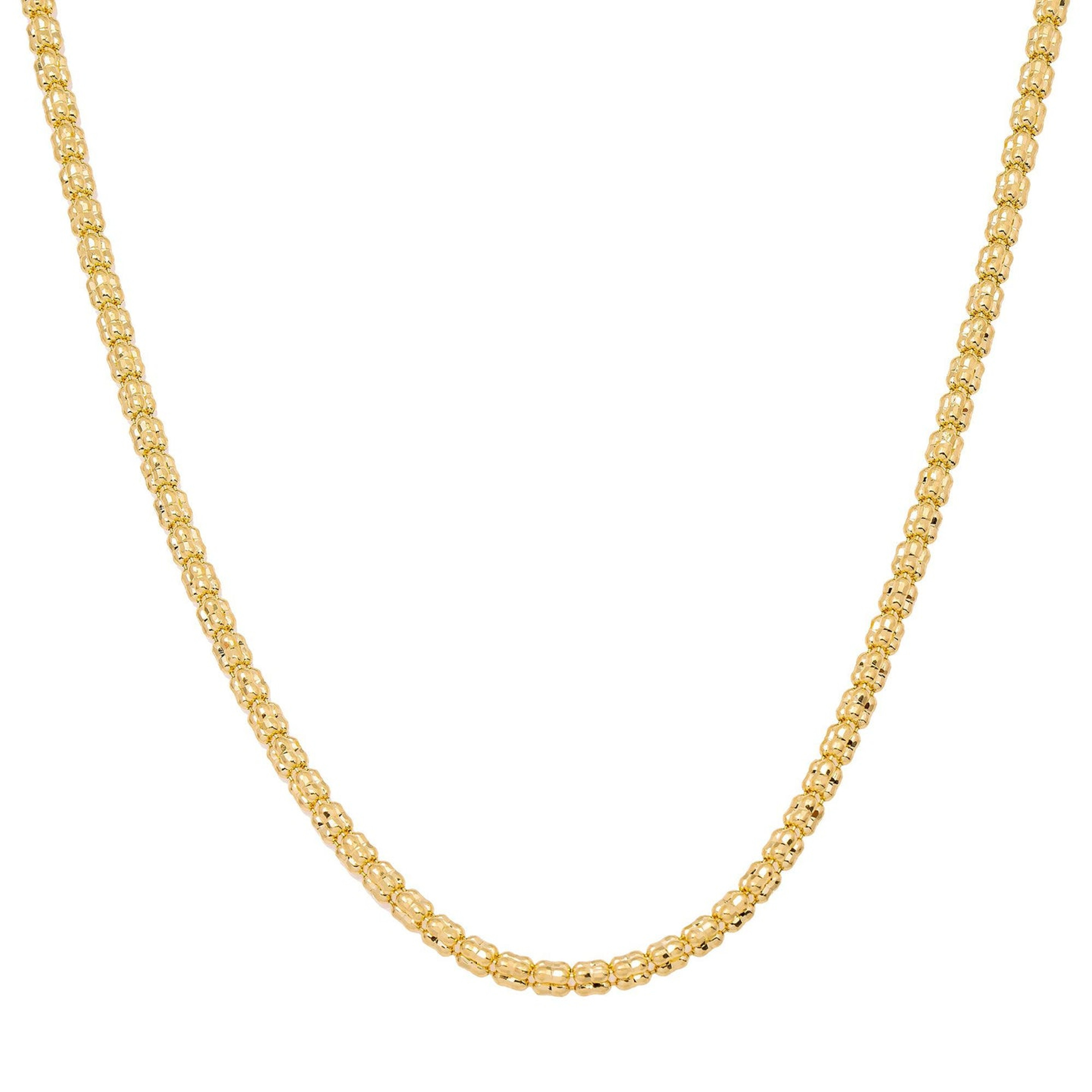14k Gold 2.5mm Popcorn Chain Necklace 24" 14k Gold 2.5mm Popcorn Chain Necklace 24"