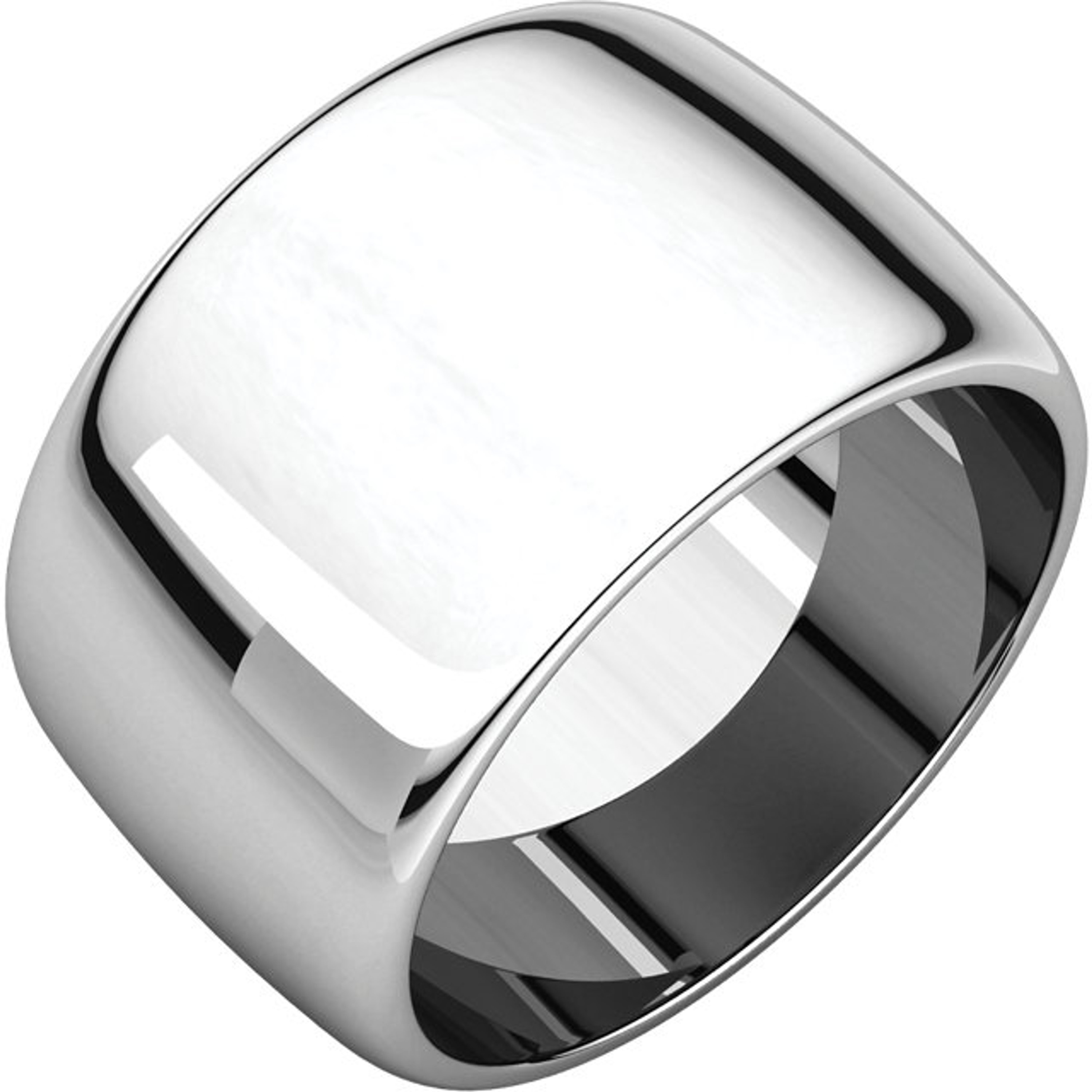 14k White Gold 12mm High Polished Traditional Domed Wedding Band 14k White Gold 12mm High Polished Traditional Domed Wedding Band