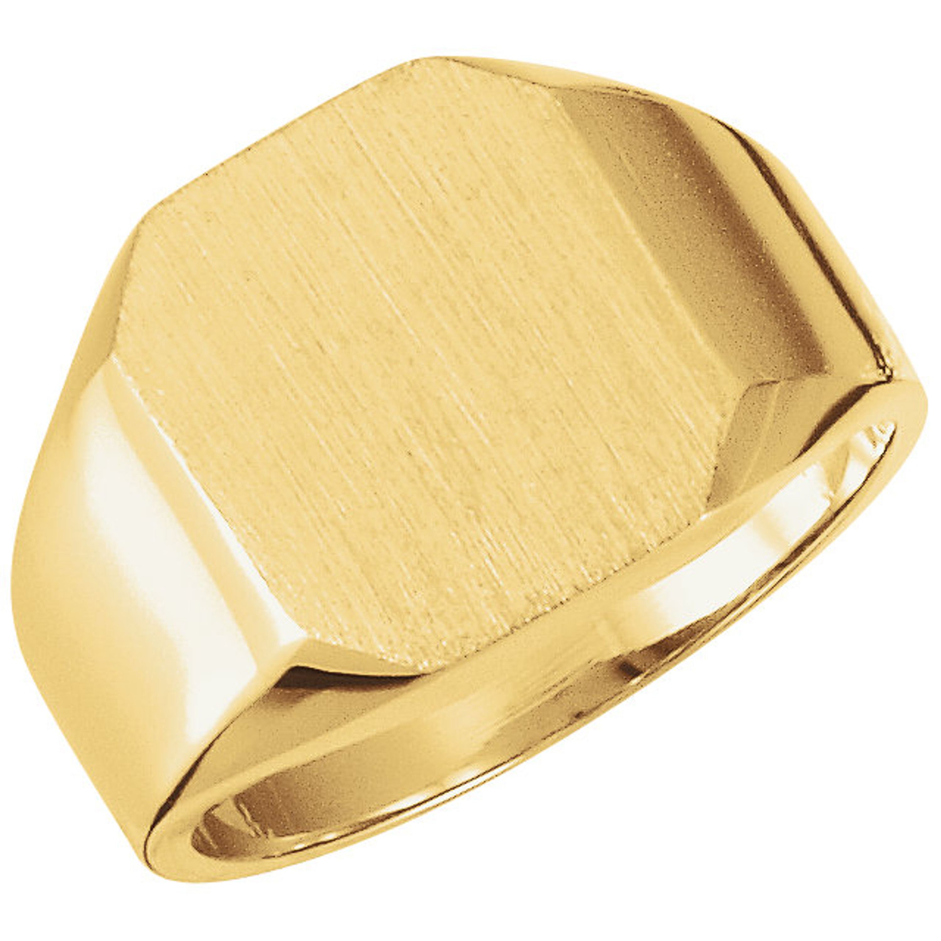 18k Gold Men's Octagon Signet Ring 12mmx10mm  Solid Back