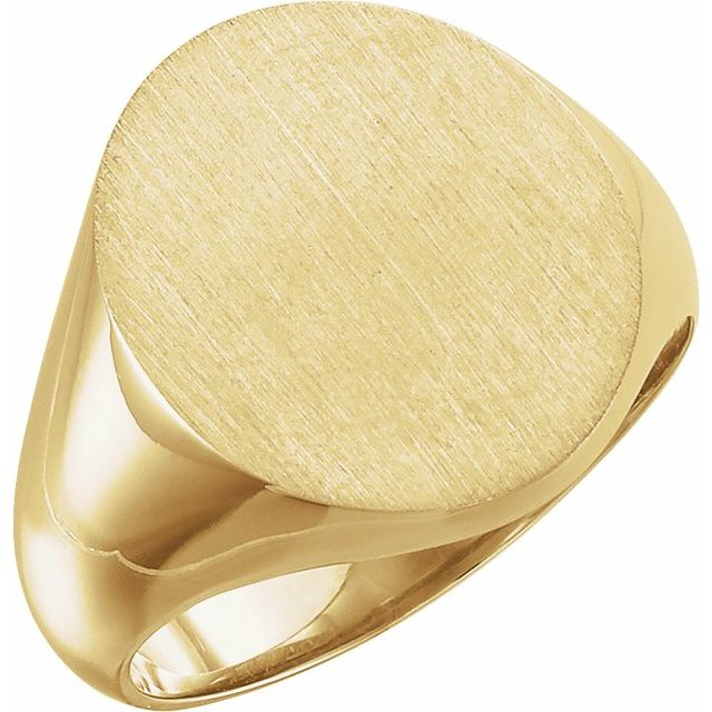 18k Gold Men's Oval Signet Ring 18mmx16mm Solid Back