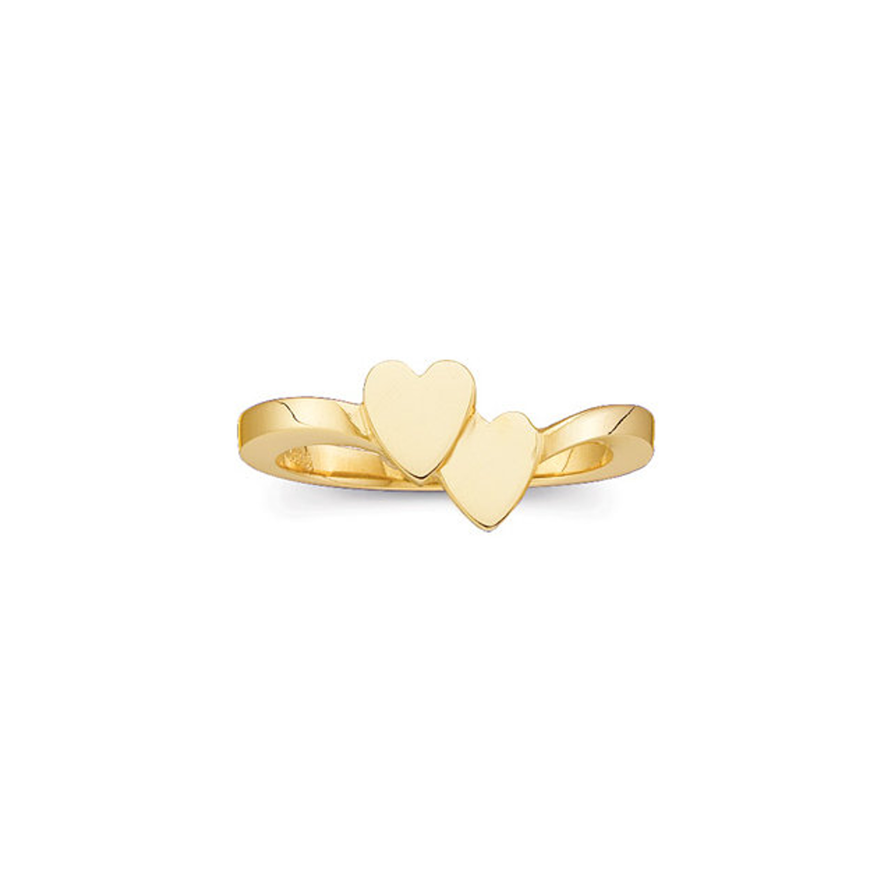 14k Yellow Gold Double Heart Signet Ring 9mm by 10mm 14k Yellow Gold Double Heart Signet Ring 9mm by 10mm