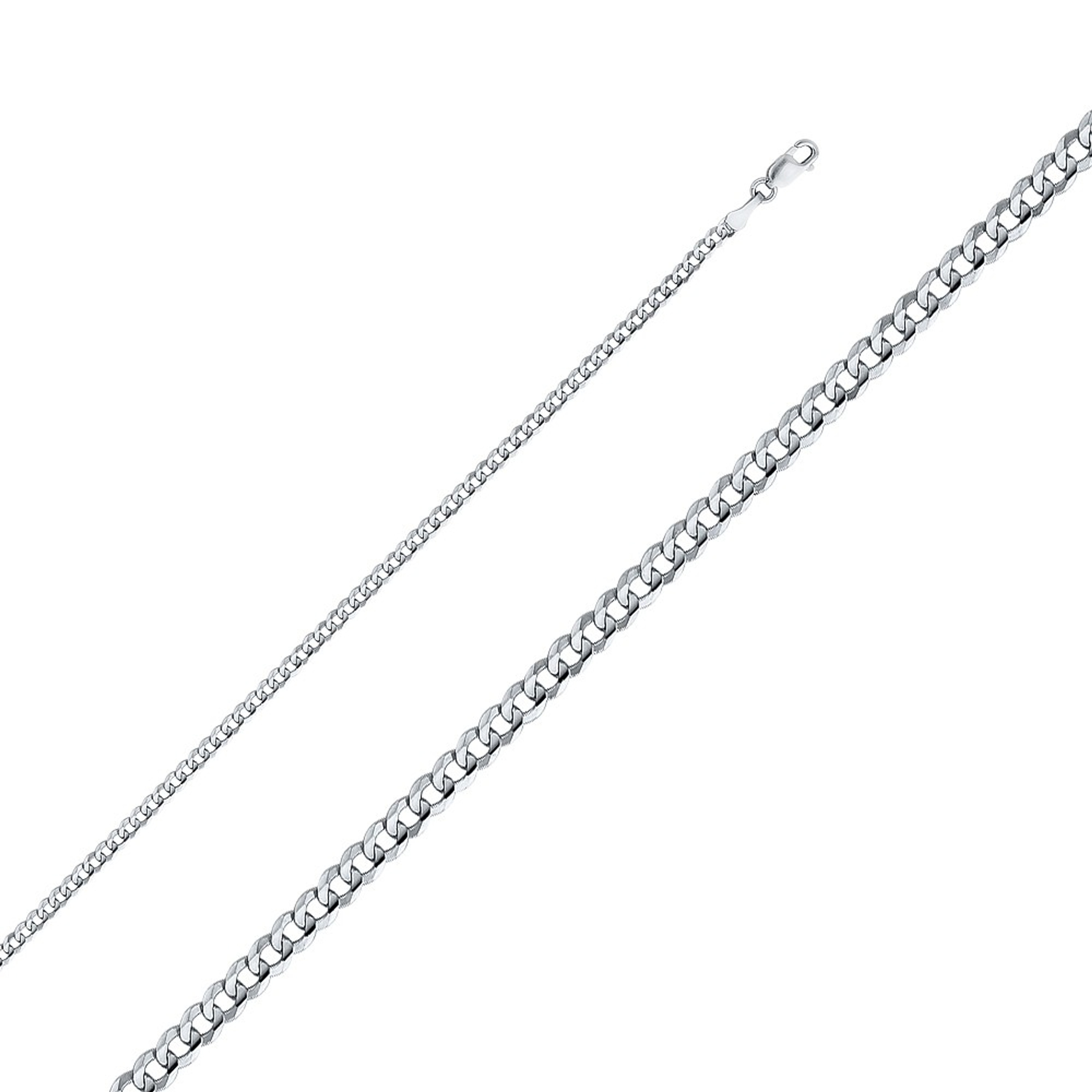 18k White Gold (Nickel Free) 2.1mm Flat Curb Chain 26 Inches 18k White Gold (Nickel Free) 2.1mm Flat Curb Chain 26 Inches