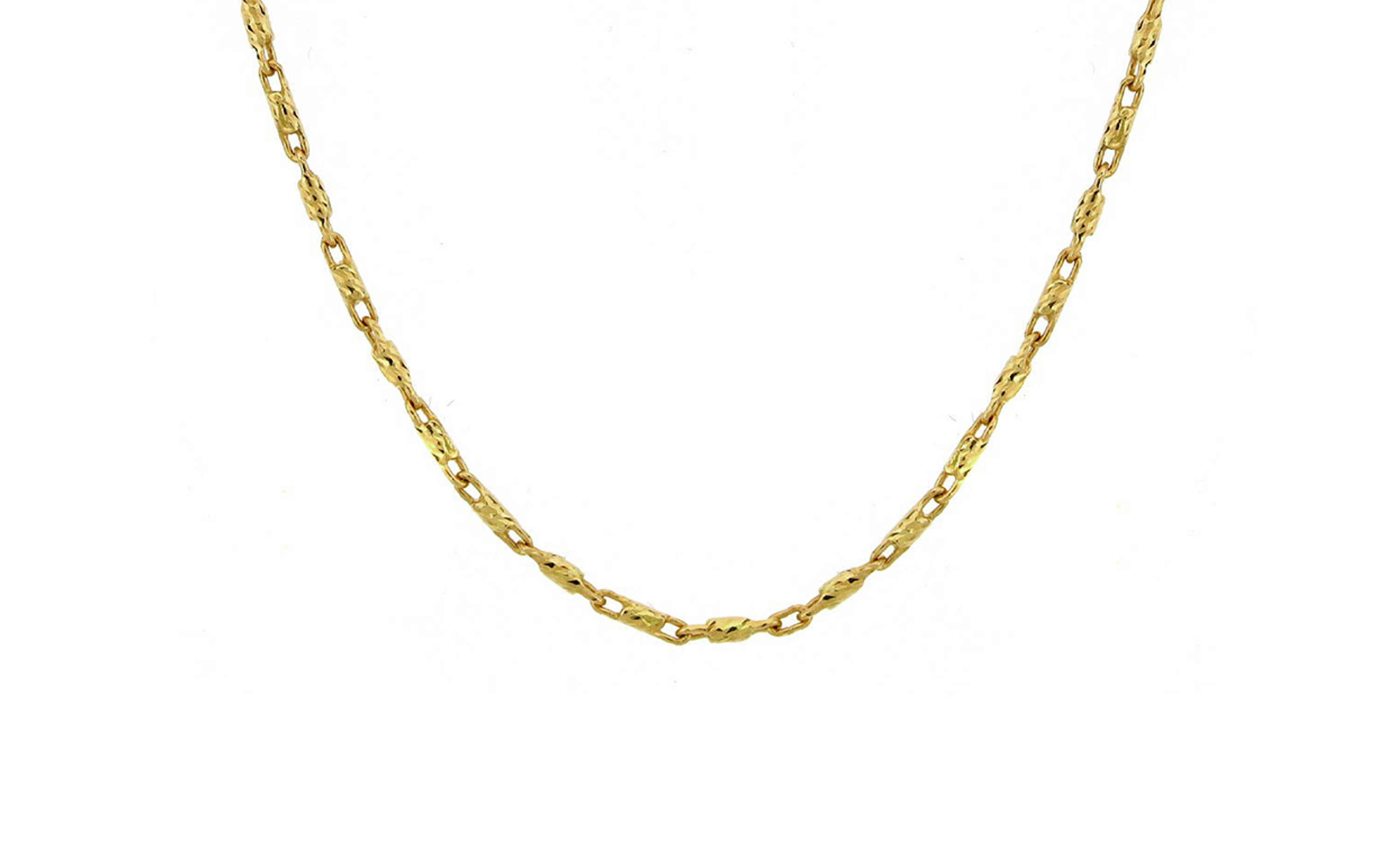 14k Gold Diamond Cut Bar Chain Necklace .9mm 24 Inches 14k Gold Diamond Cut Bar Chain Necklace .9mm 24 Inches