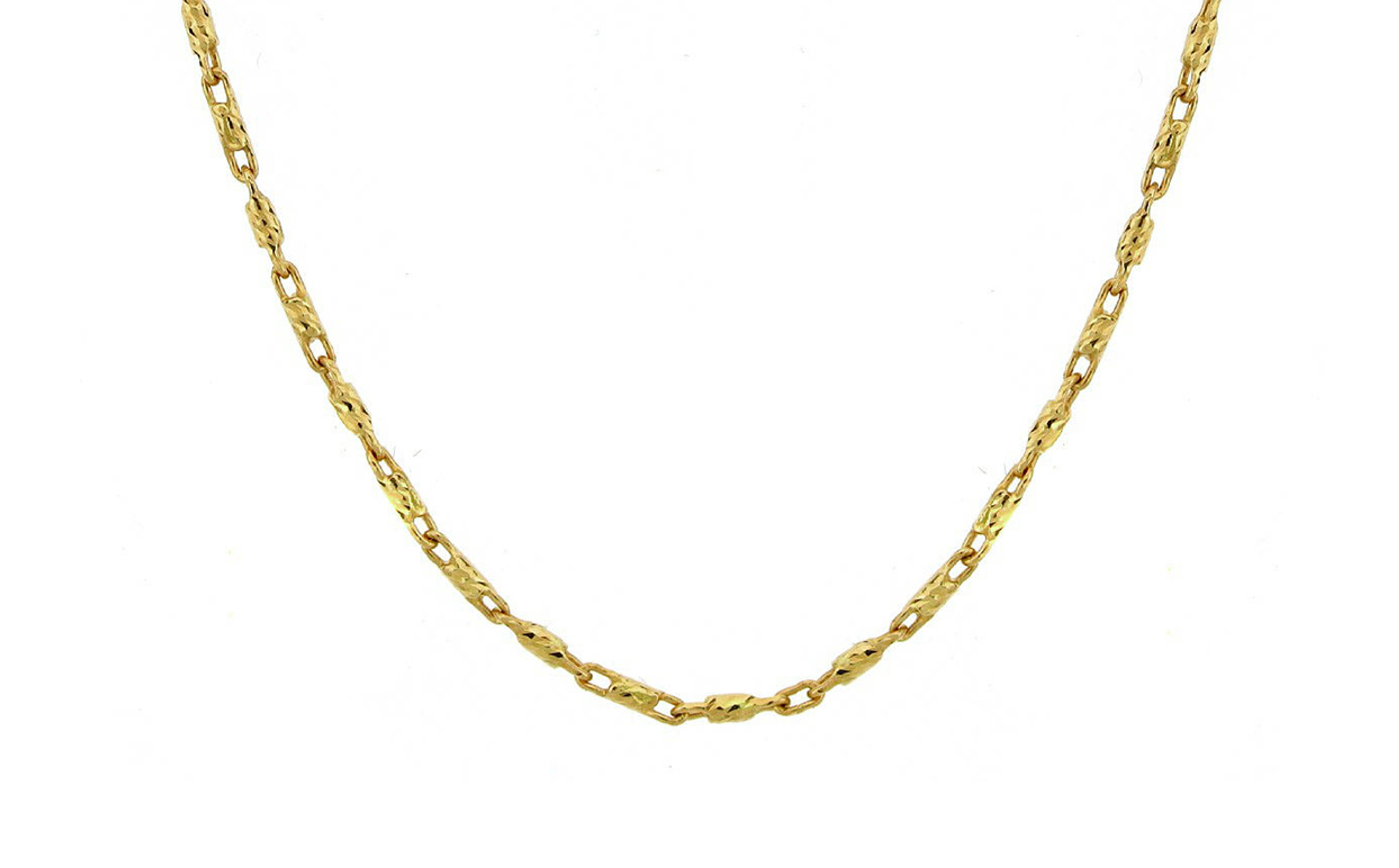 14k Gold Diamond Cut Bar Chain Necklace 1.00mm 18 Inches 14k Gold Diamond Cut Bar Chain Necklace 1.00mm 18 Inches